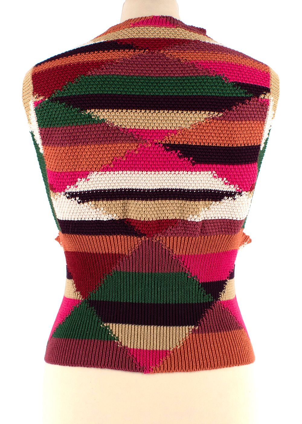 Dior Multicoloured Linen Blend Knitted Sleeveless Top Size S linen/cotton