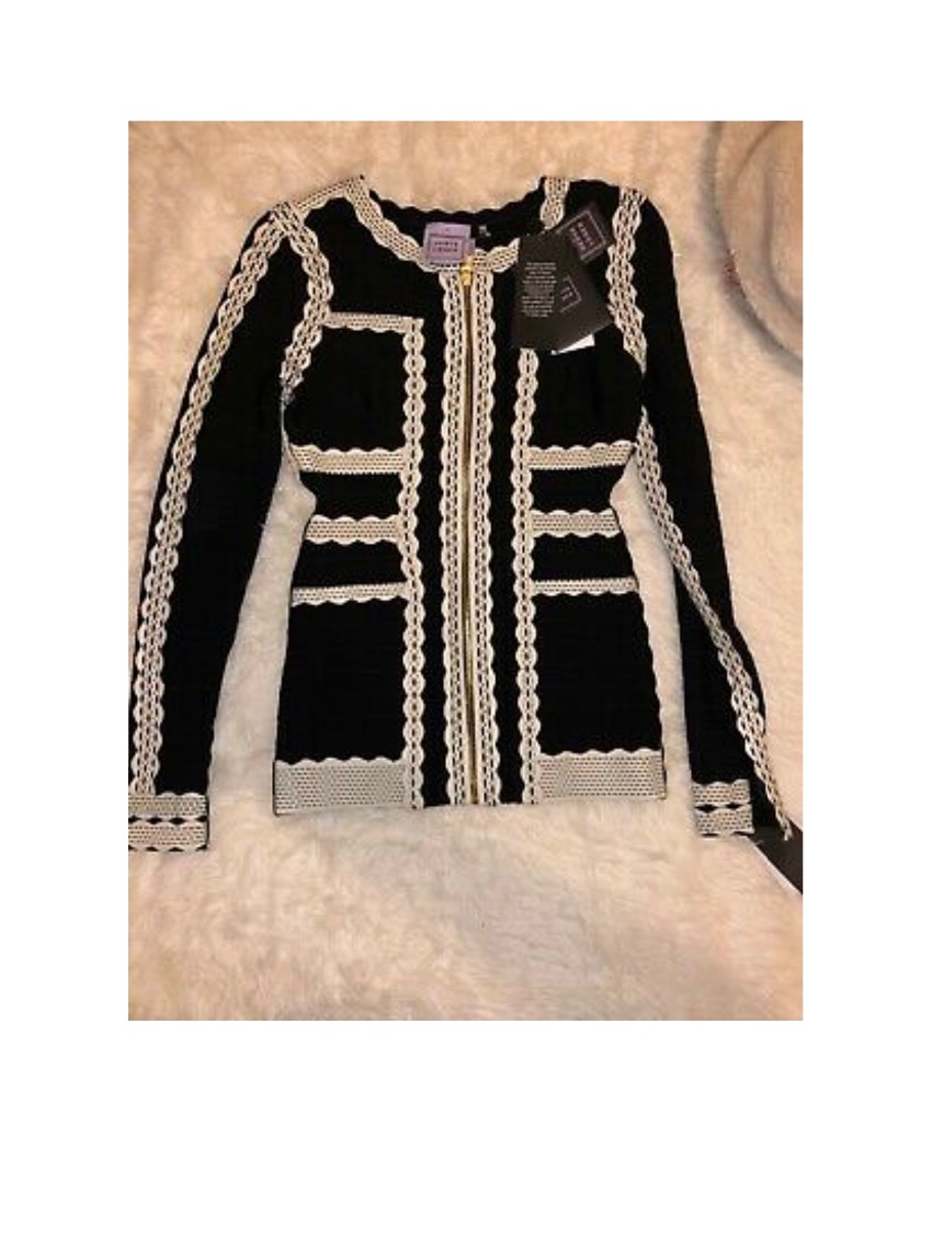 Herve Leger limited edition bandage jacket Size S Black rayon/nylon/spandex