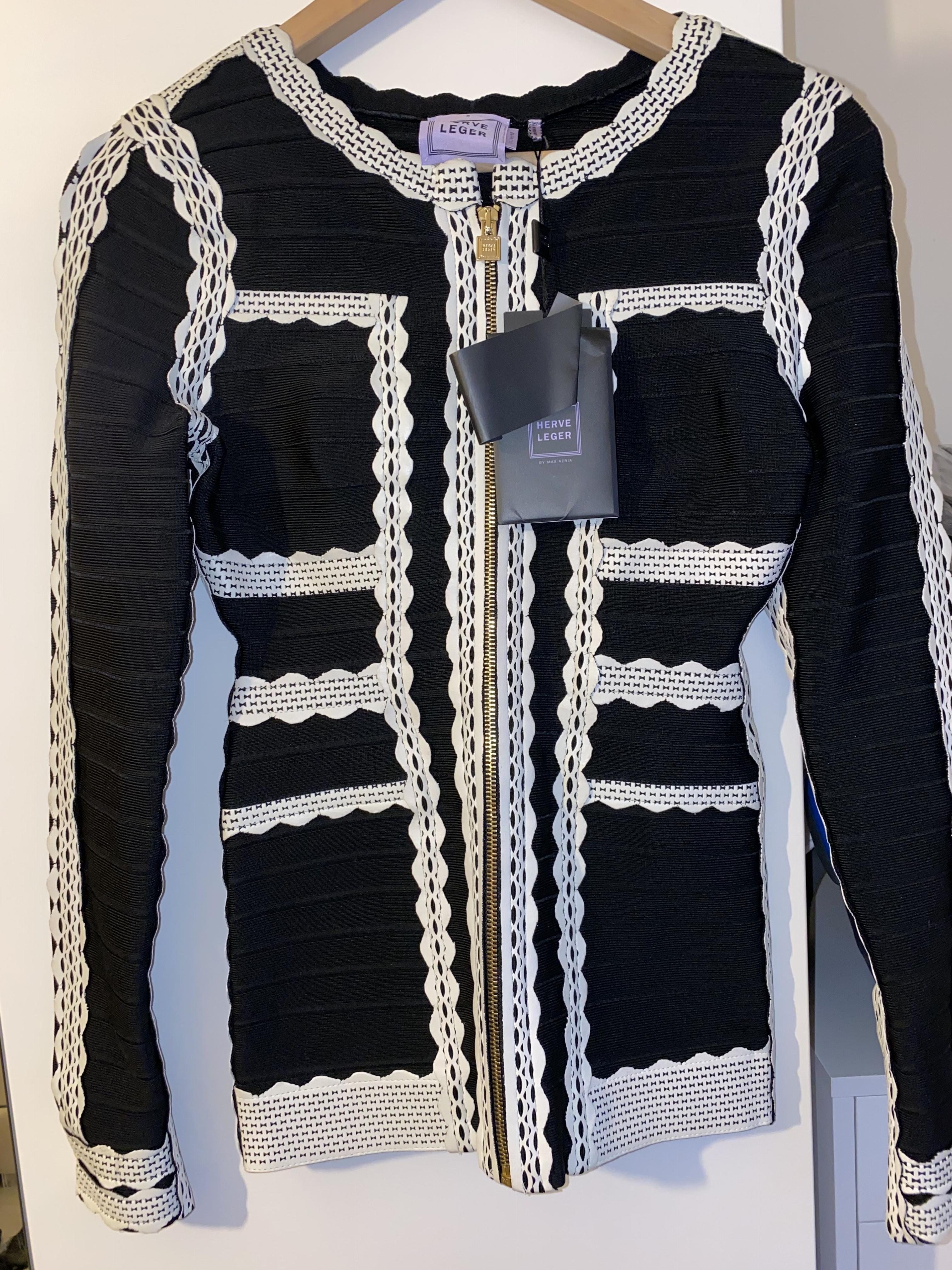 Herve Leger limited edition bandage jacket Size S Black rayon/nylon/spandex