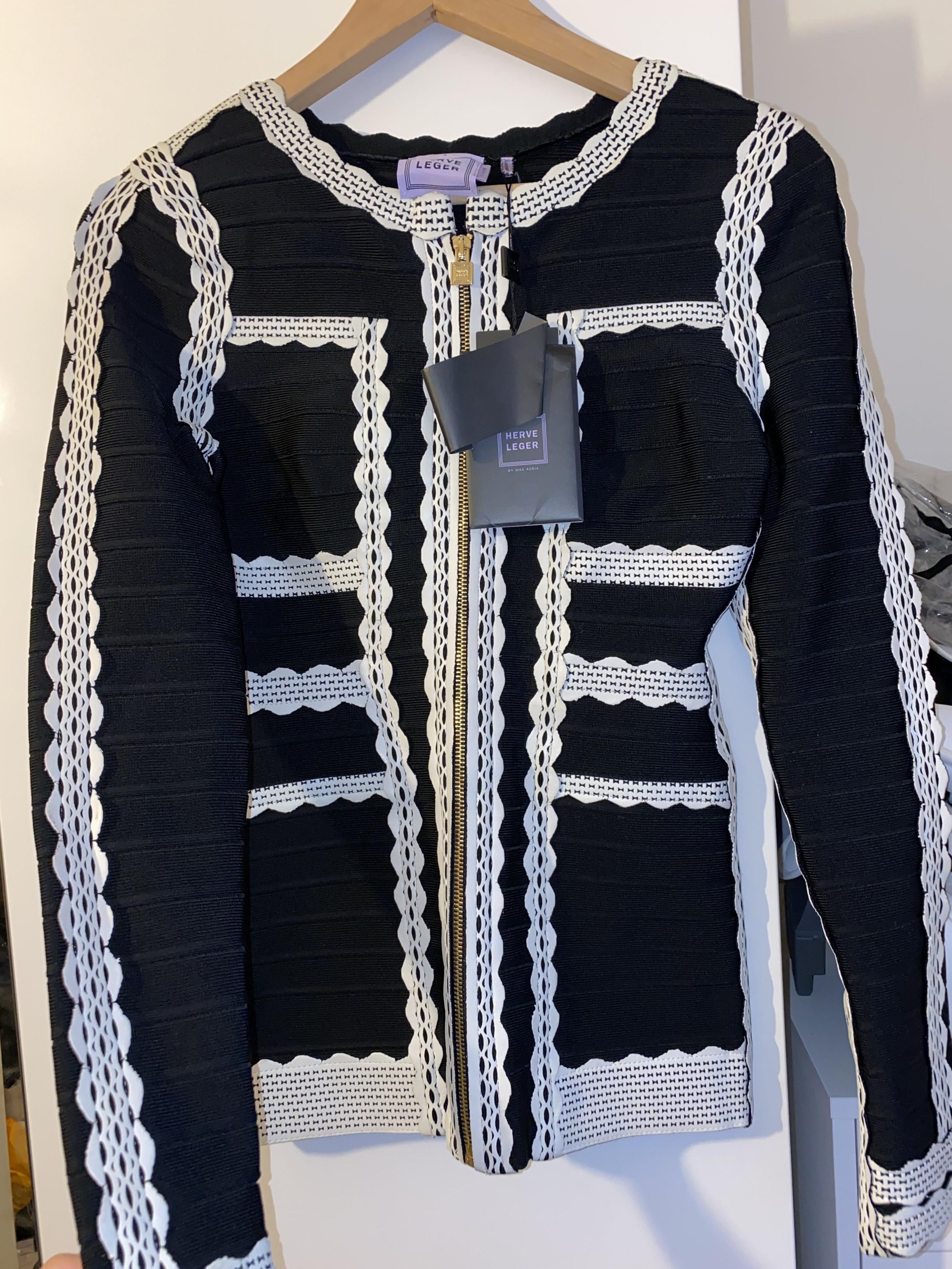 Herve Leger limited edition bandage jacket Size S Black rayon/nylon/spandex