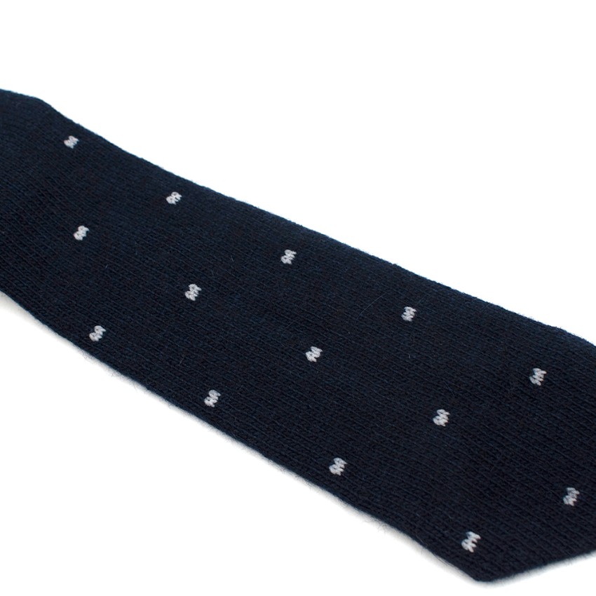 Roda Navy Knitted Polka Dot Tie