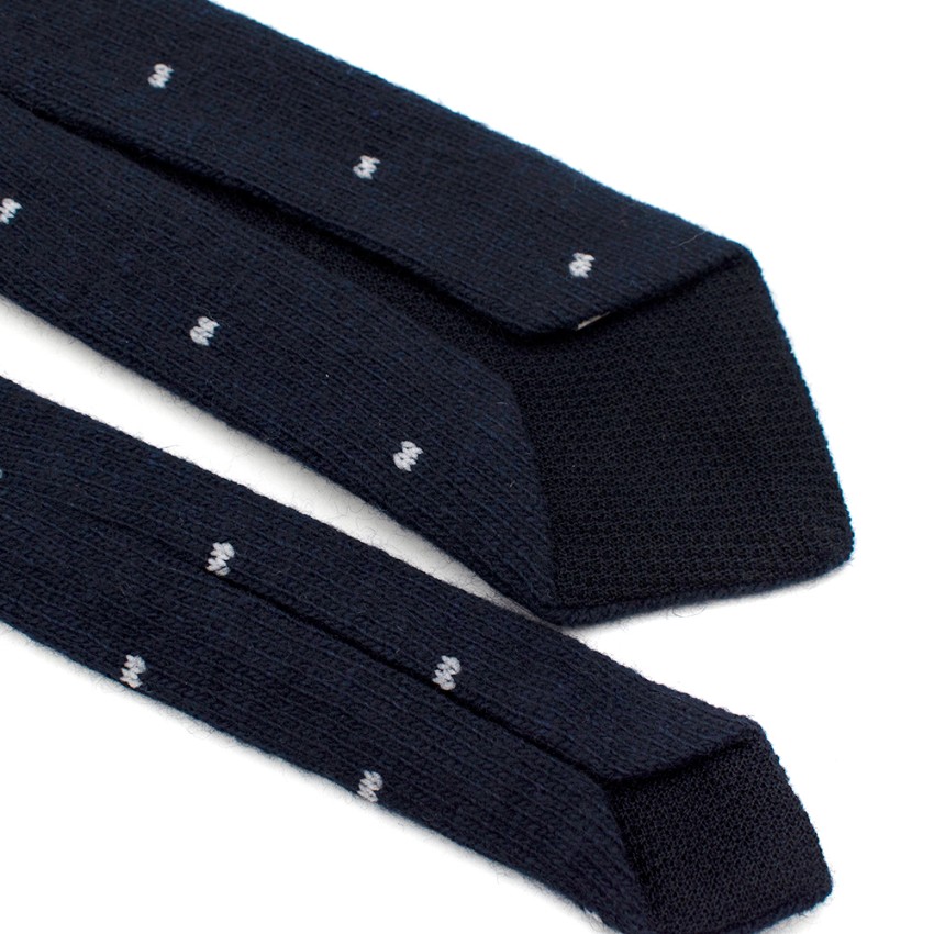 Roda Navy Knitted Polka Dot Tie