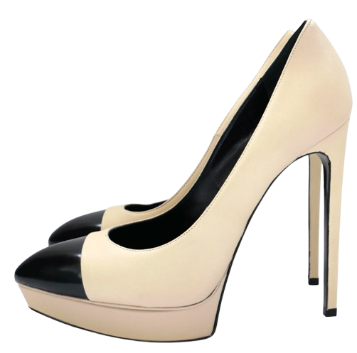 Preowned Saint Laurent Cream Janis Platform Pumps Size 39 Beige leather