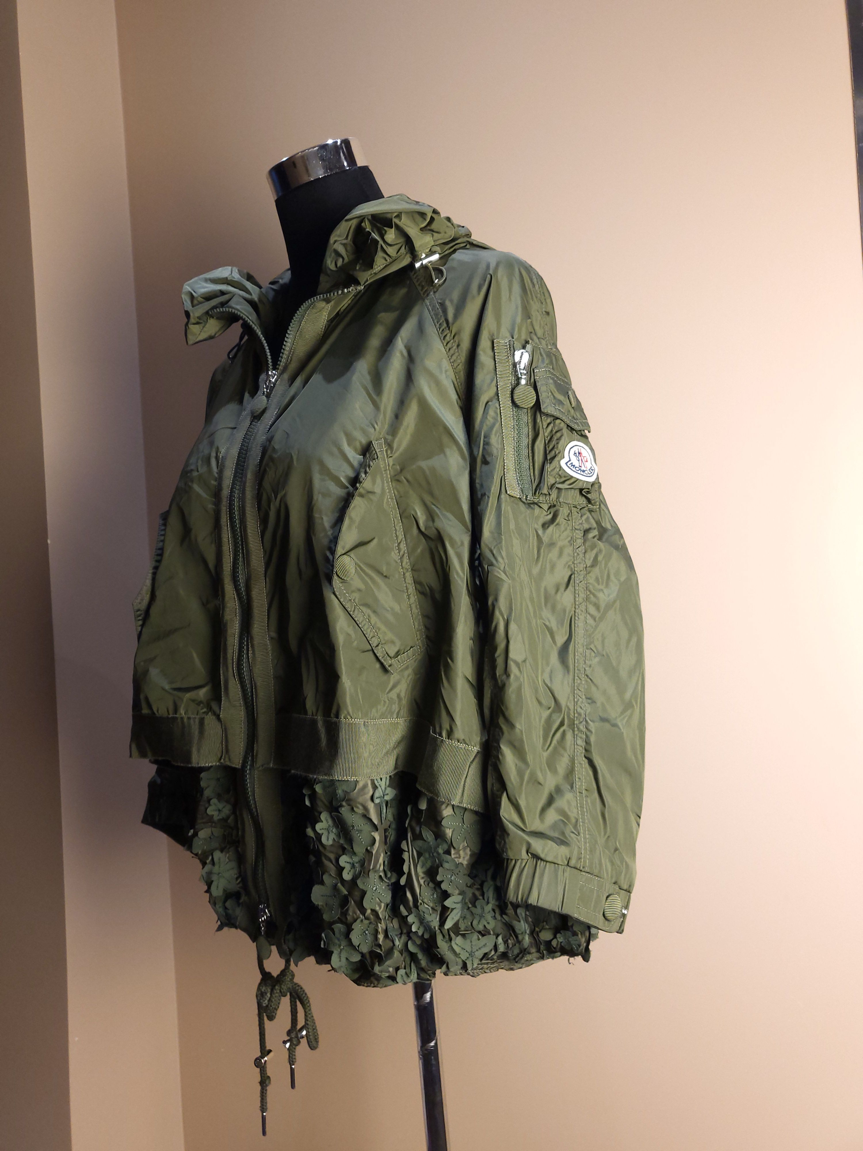 Preowned Moncler Khaki Bugamville Embroidered Jacket Size XS polyamide