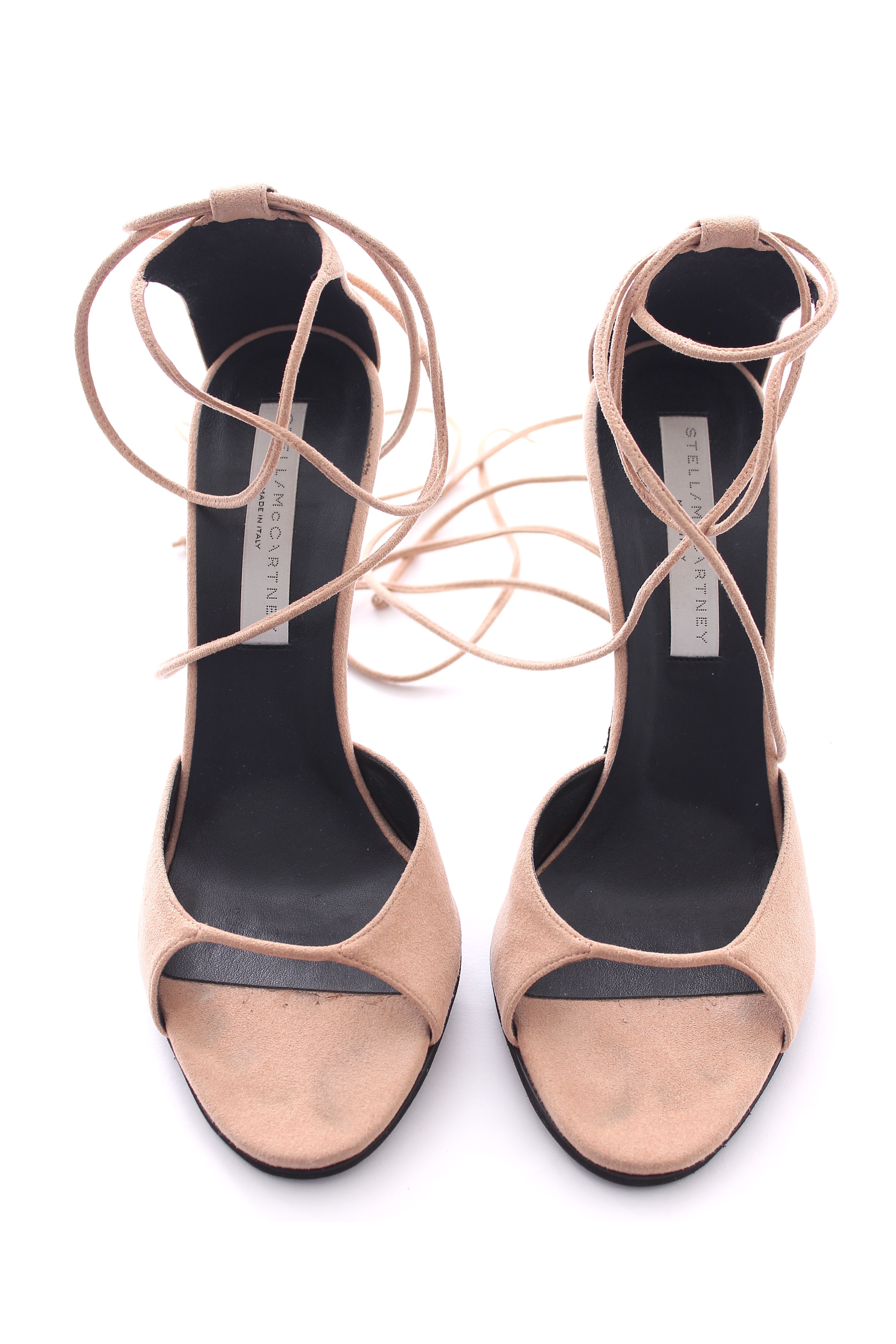 Preowned Stella McCartney beige faux-suede heeled sandals Size 395 Nude leather