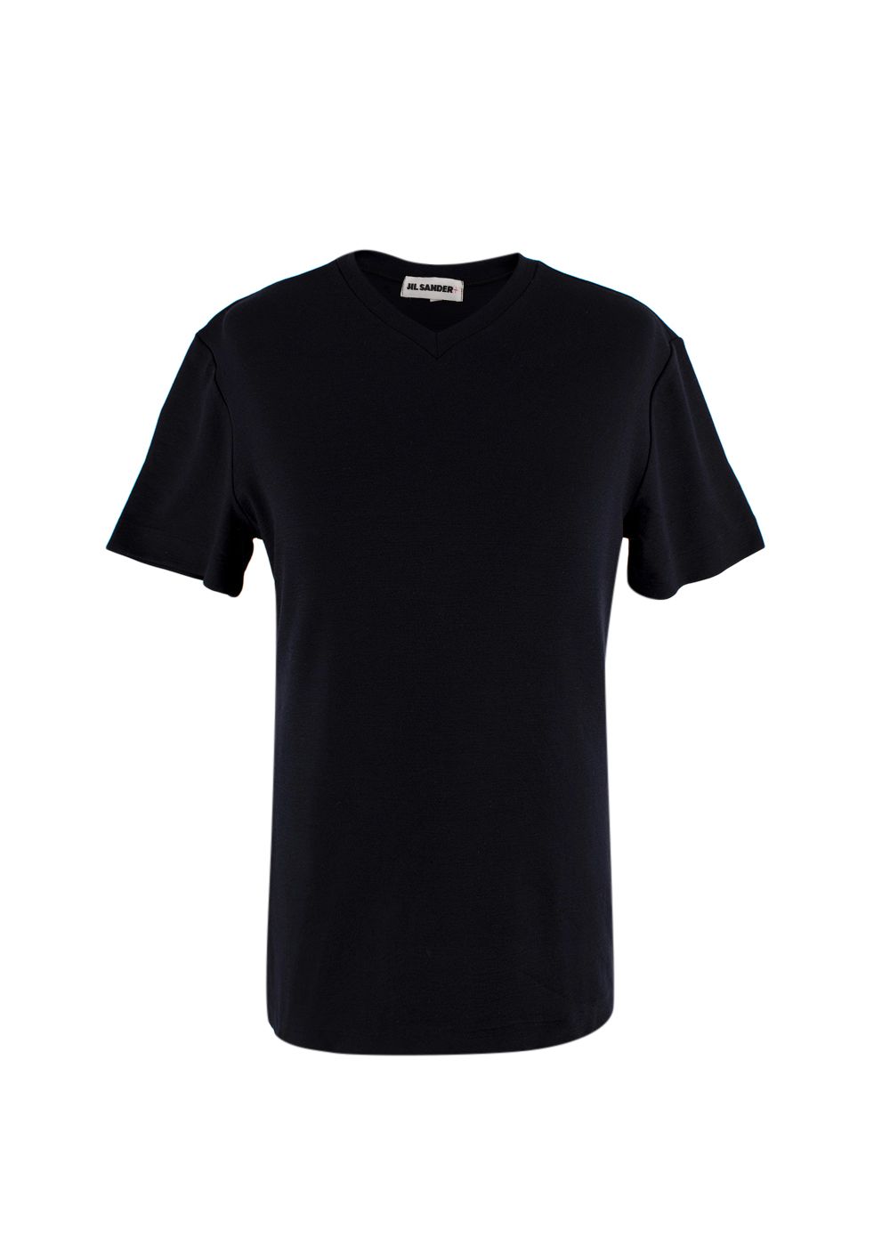 Jil Sander Black V-neck T-Shirt Size L silk