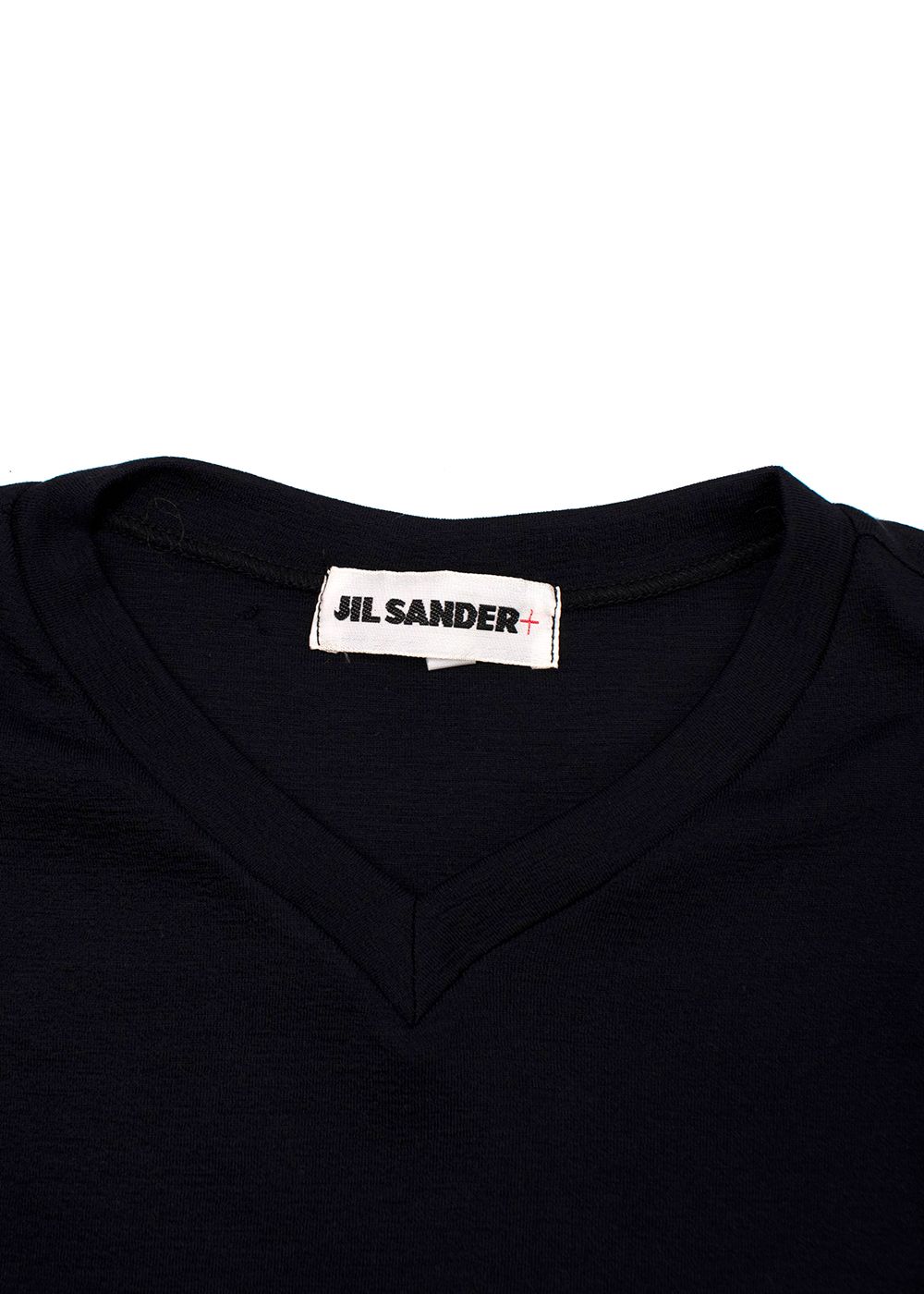 Jil Sander Black V-neck T-Shirt Size L silk