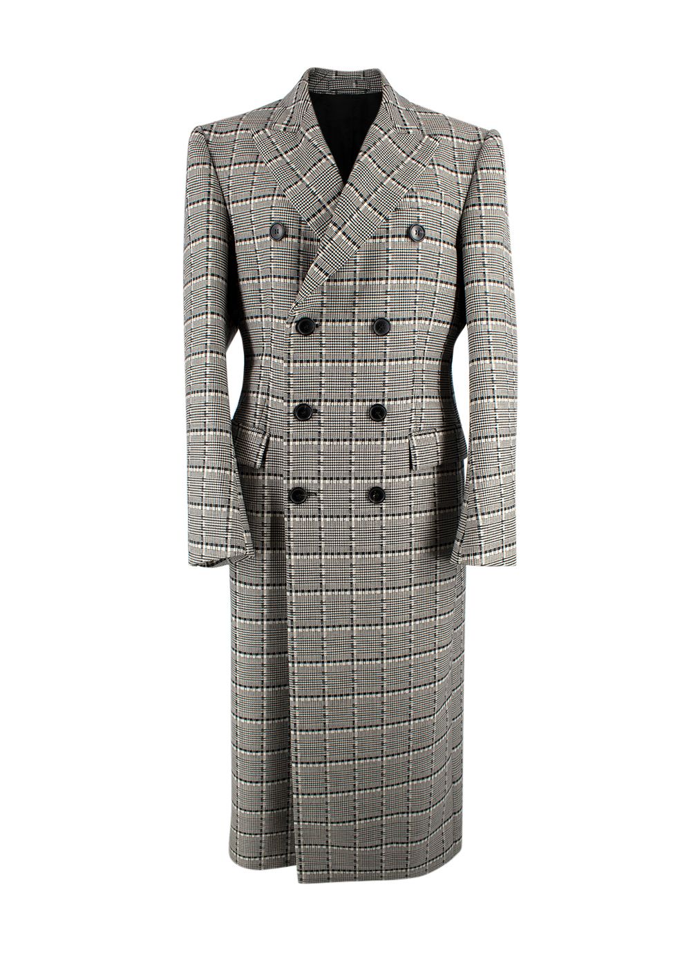 WardrobeNYC Black and White Check Double Breasted Longline Coat Size M wool