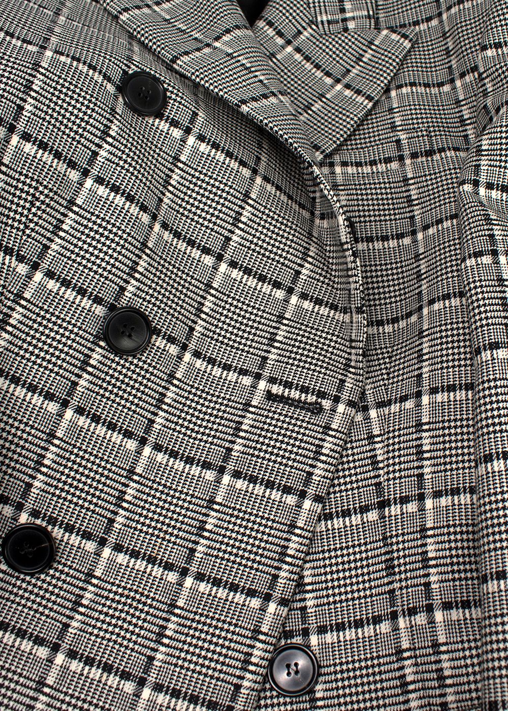 WardrobeNYC Black and White Check Double Breasted Longline Coat Size M wool