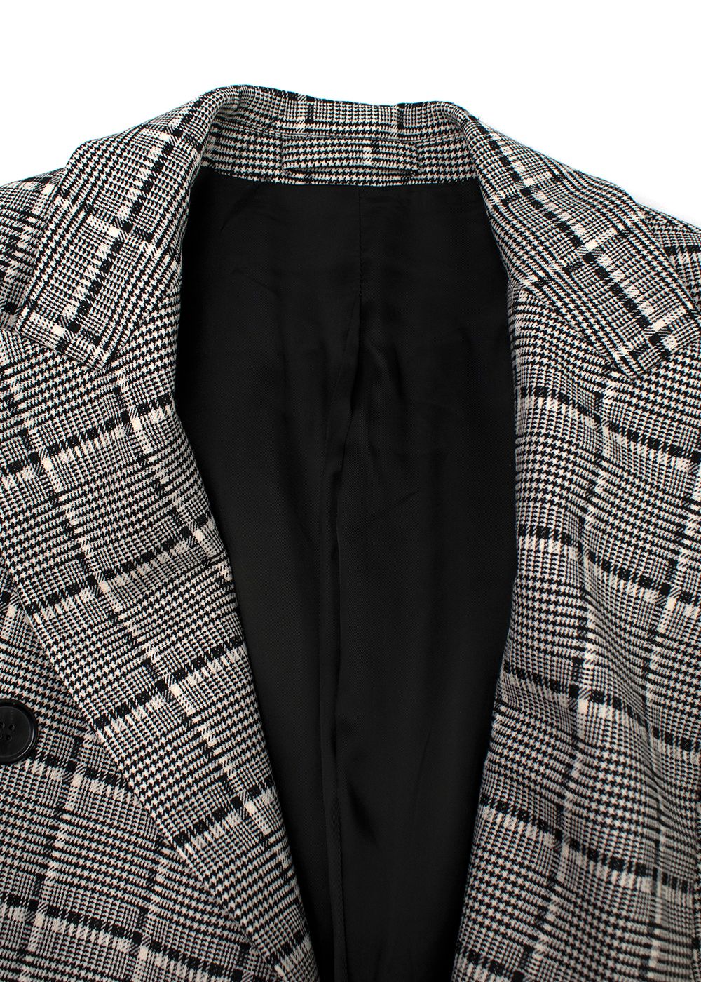 WardrobeNYC Black and White Check Double Breasted Longline Coat Size M wool