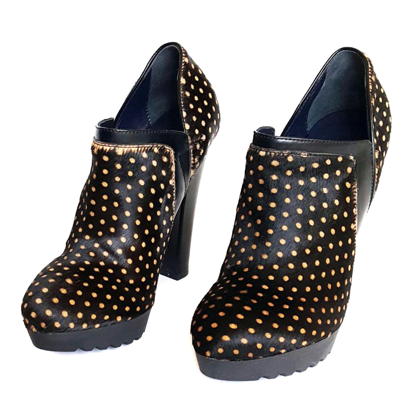 Armani Collezioni Polka Dot Heels Size 37 Black leather