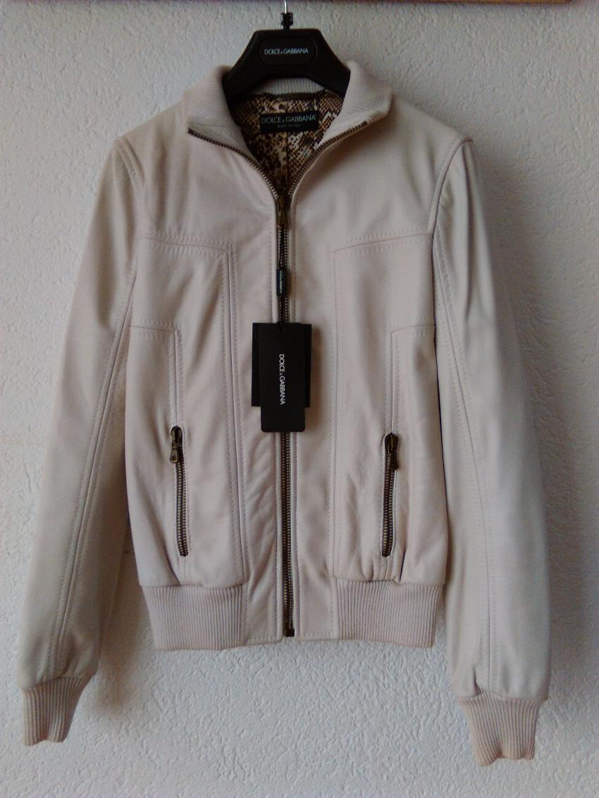 Preowned Dolce  Gabbana Womens White Leather Jacket