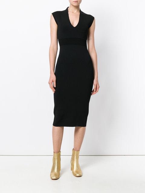 Preowned Michael Michael Kors Ribbed Knit Midi Dress Size XXS Black viscose