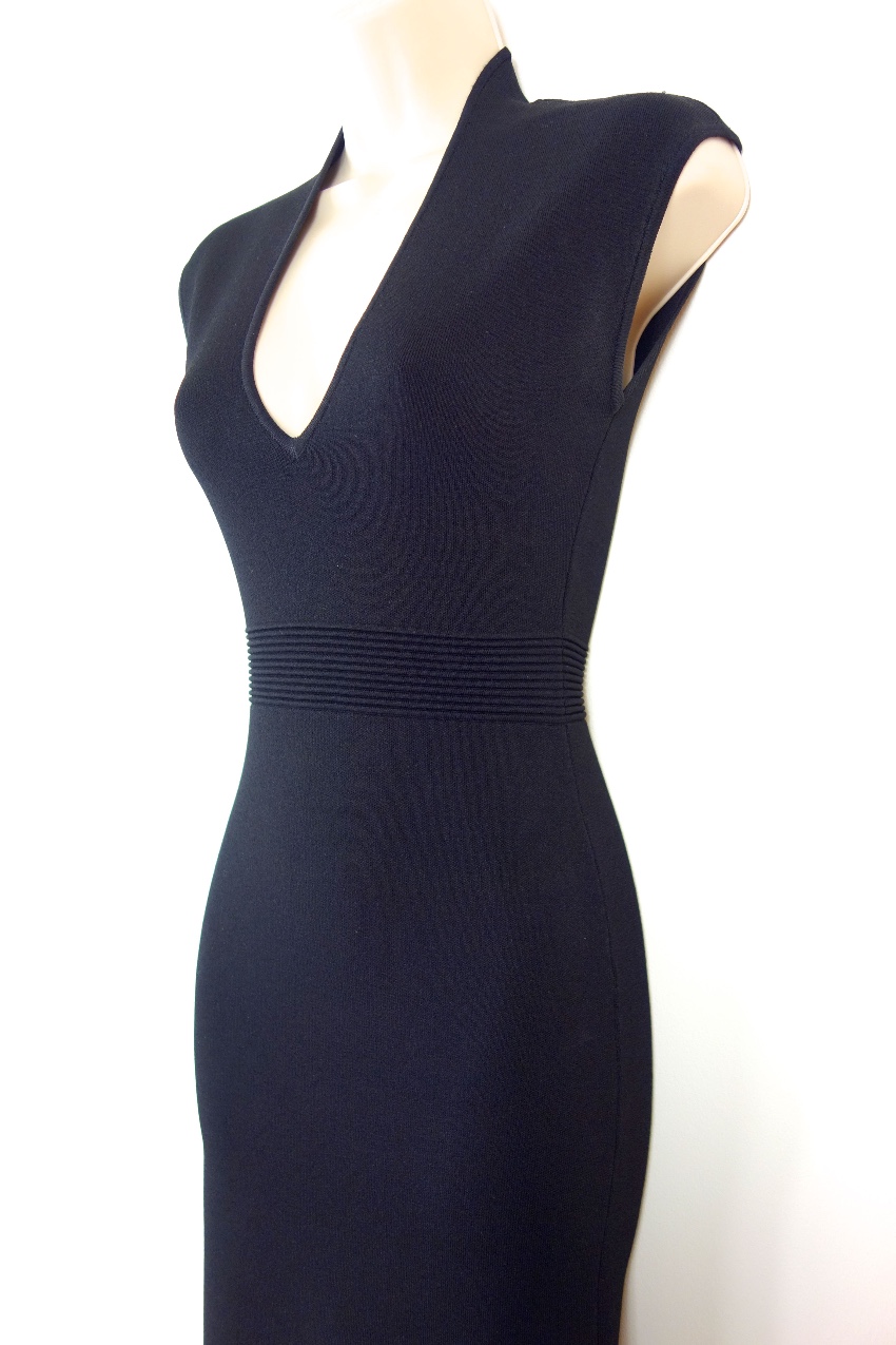 Preowned Michael Michael Kors Ribbed Knit Midi Dress Size XXS Black viscose