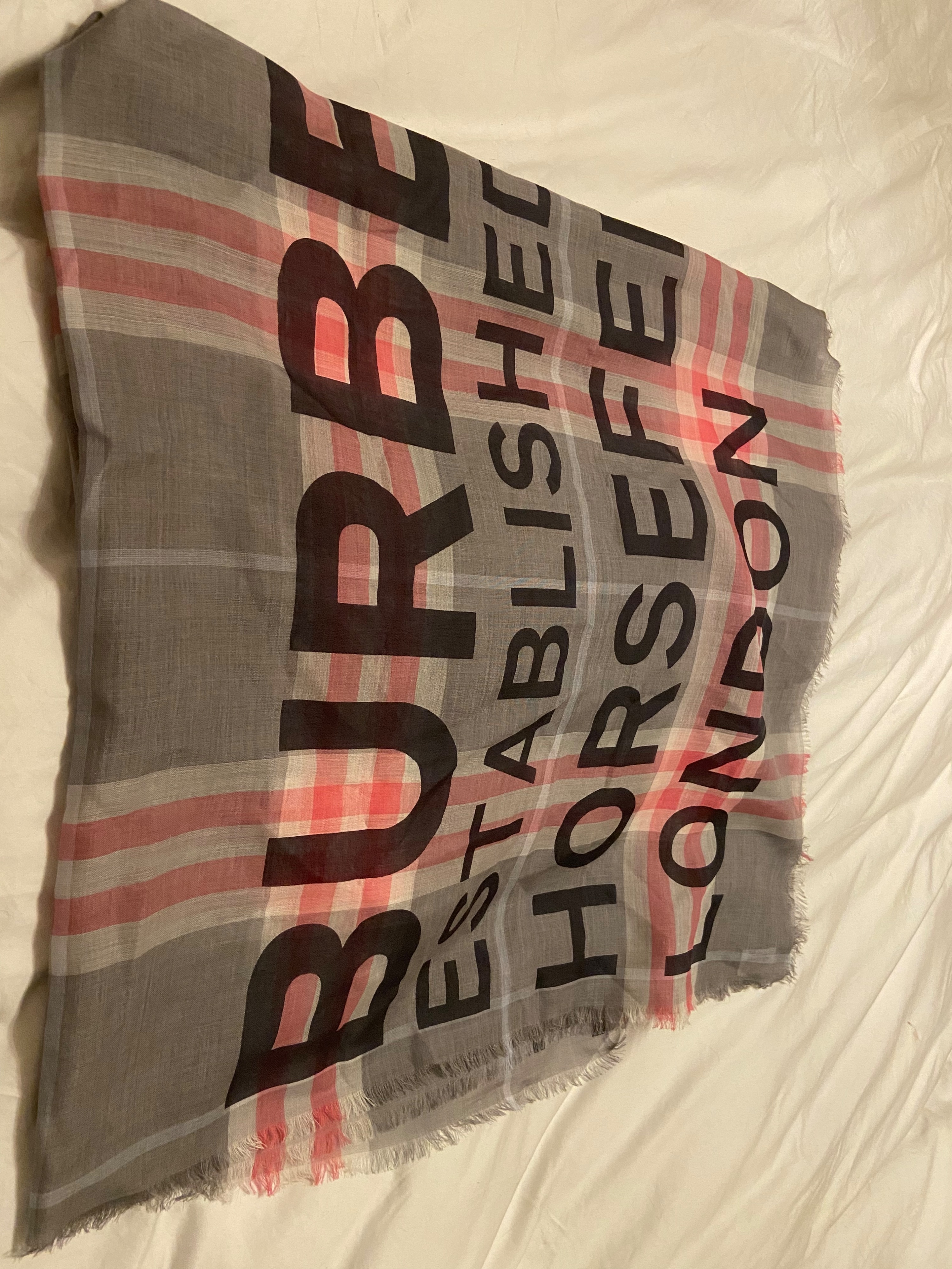 Burberry Pink  Grey Horseferry Check Scarf Pink and grey house check silk