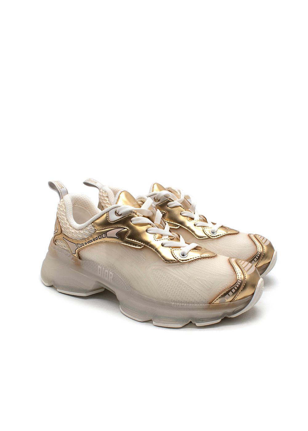 Preowned Dior Vibe Chunky Gold Trainers Size 39 gold/white mesh/rubber sole