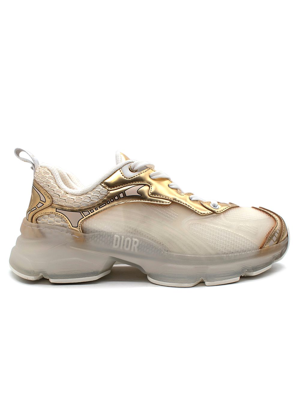 Preowned Dior Vibe Chunky Gold Trainers Size 39 gold/white mesh/rubber sole