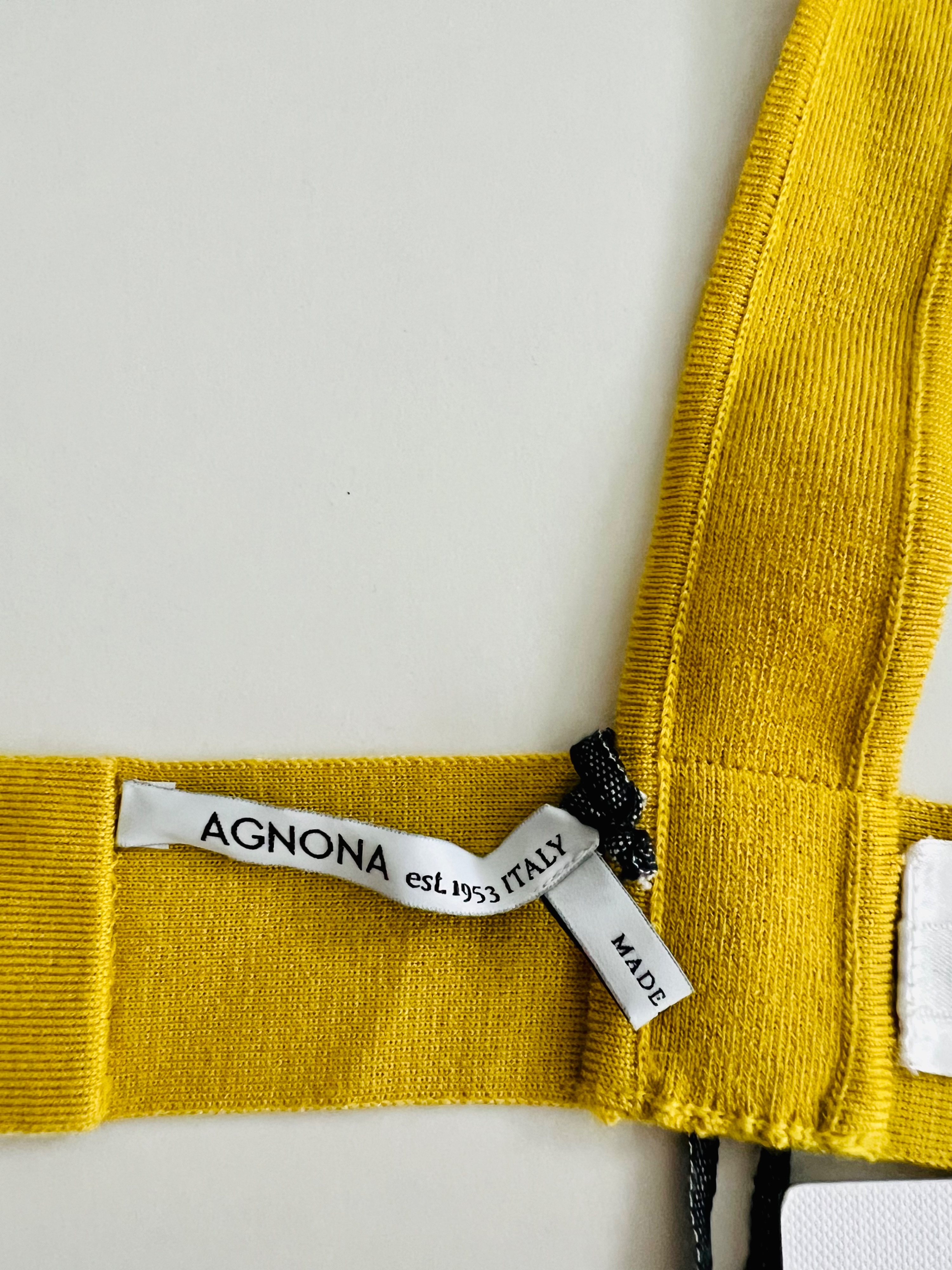 Agnona Yellow Cashmere Knit Triangle Bralette Size S