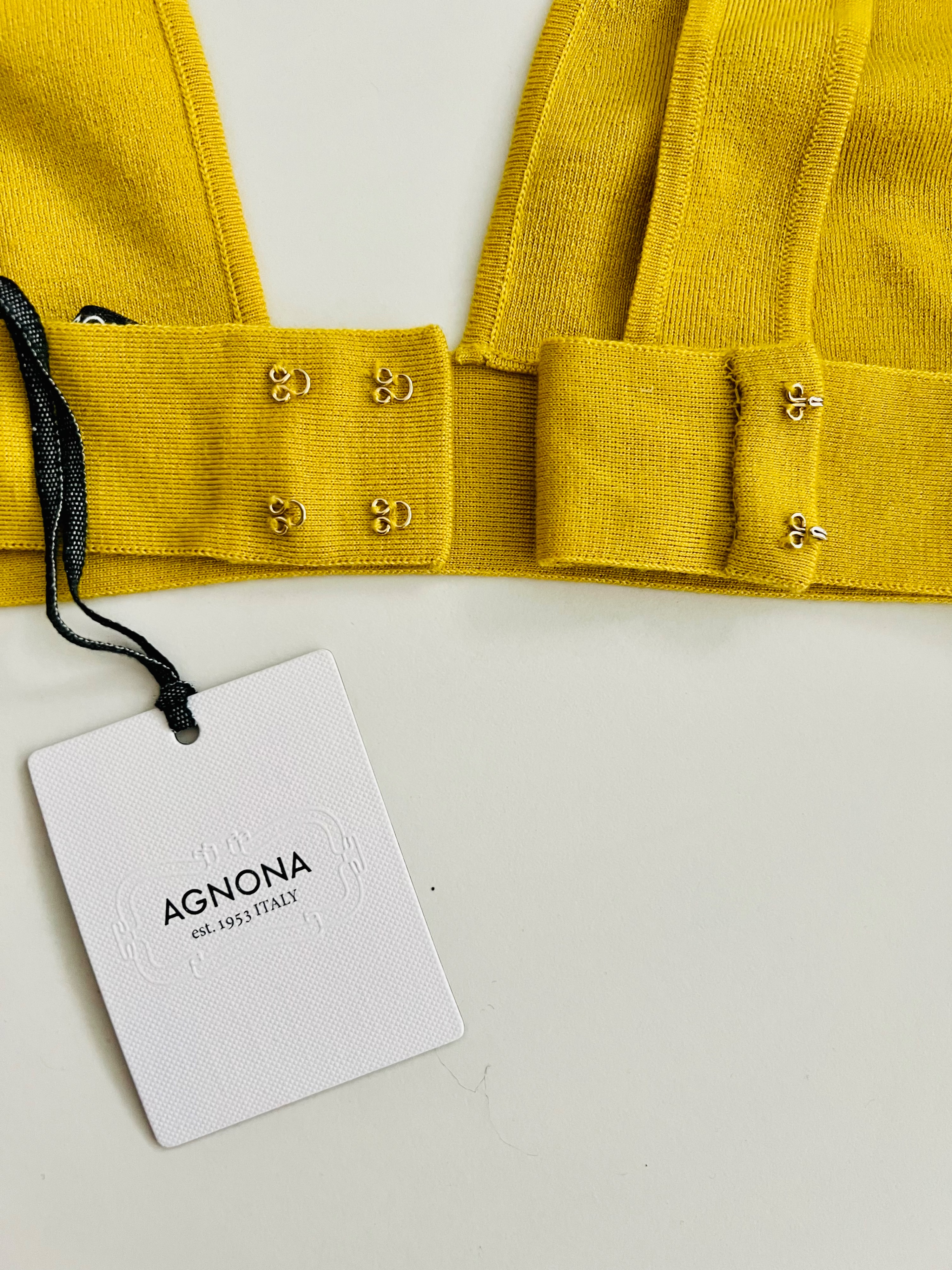 Agnona Yellow Cashmere Knit Triangle Bralette Size S