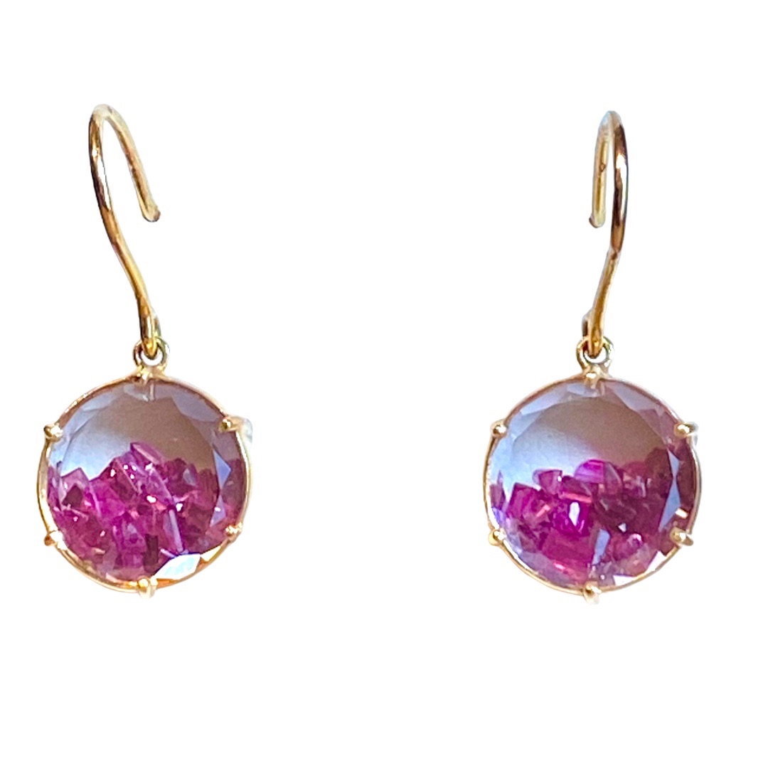 Bespoke Rock Crystal and Pink Sapphire Shaker Earrings