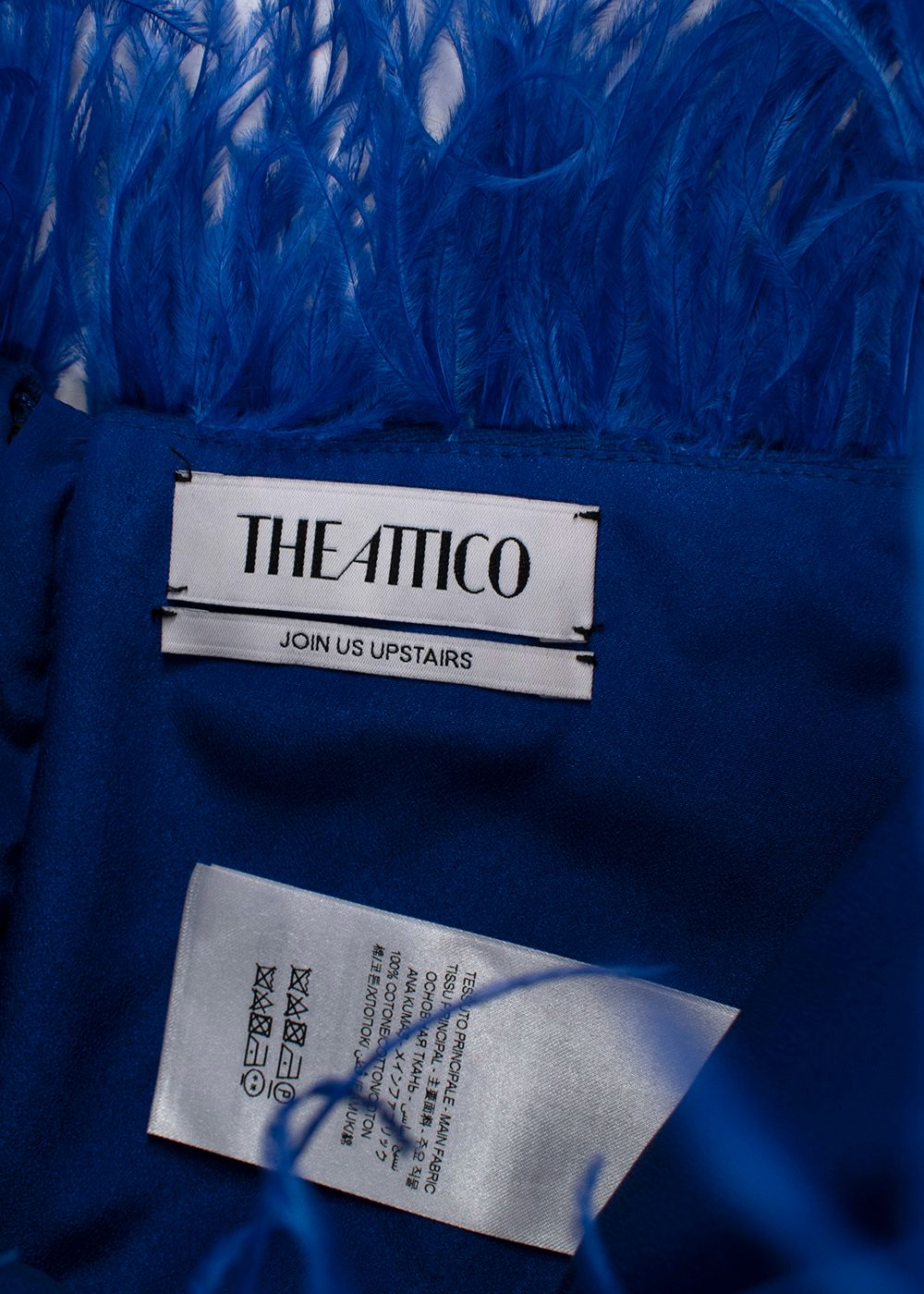 The Attico Electric Blue Feather Tube Top Size S cotton