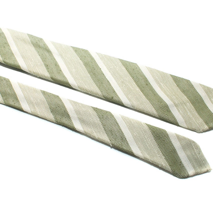 Men's Preowned Franco Minucci Green Striped Silk Tie