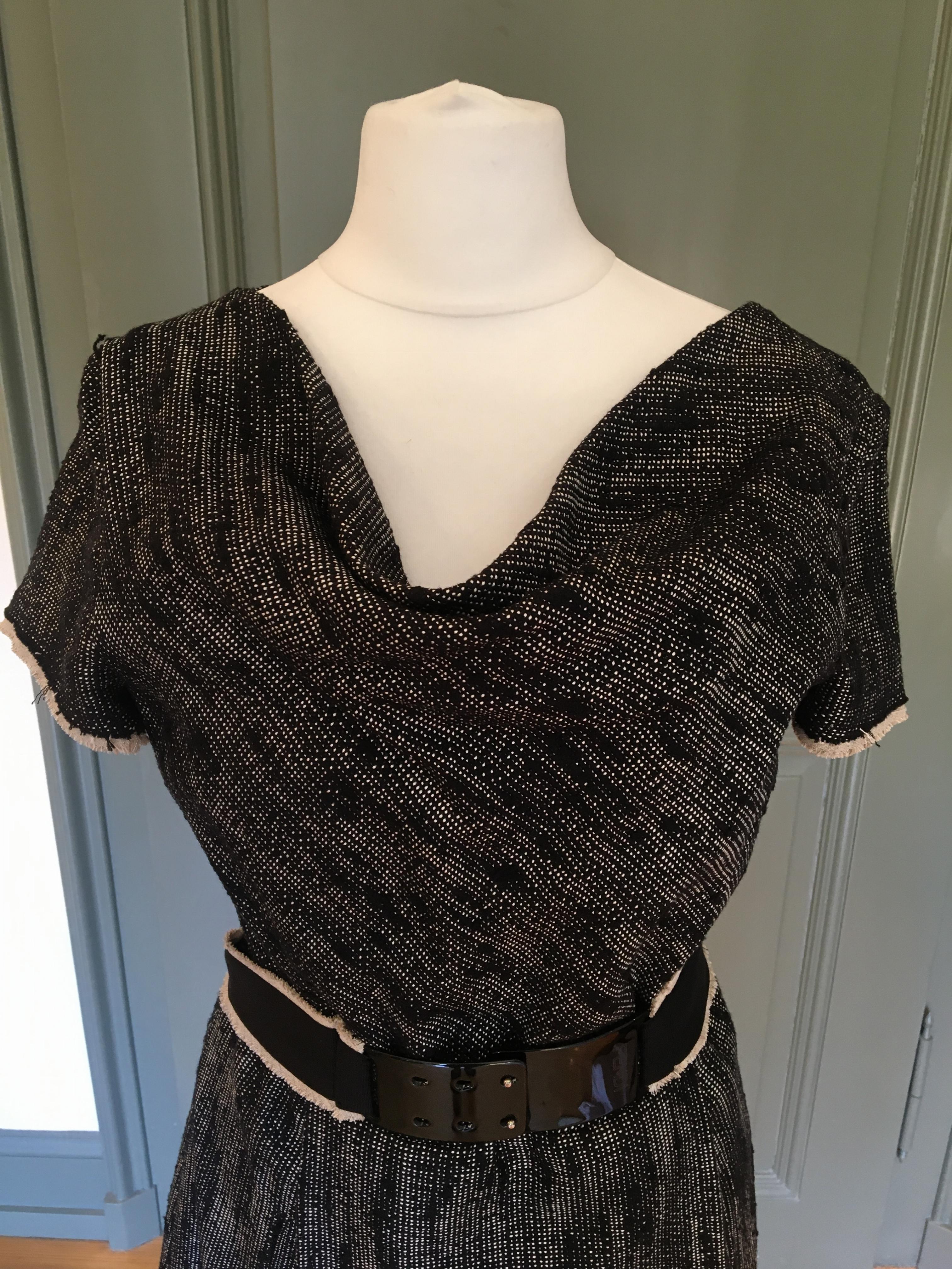 Preowned Fendi Black Printed Cowl Neck Size XS wool