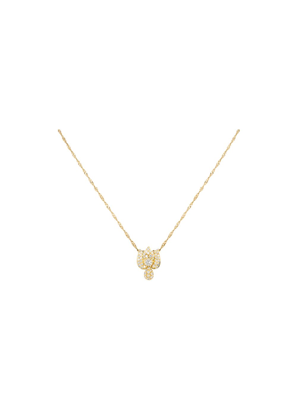 Preowned 18ct yellow gold  white diamond floral pendant necklace