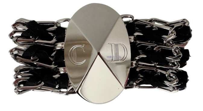 Preowned Dior Black Woven Logo Bracelet Black nd silver metal