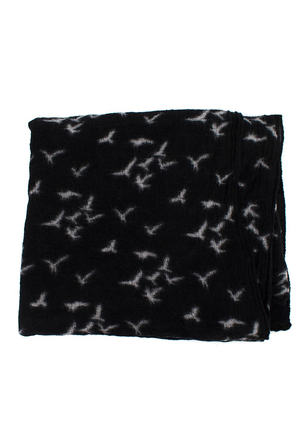 Preowned Saint Laurent Black and White Star Scarf black white linen