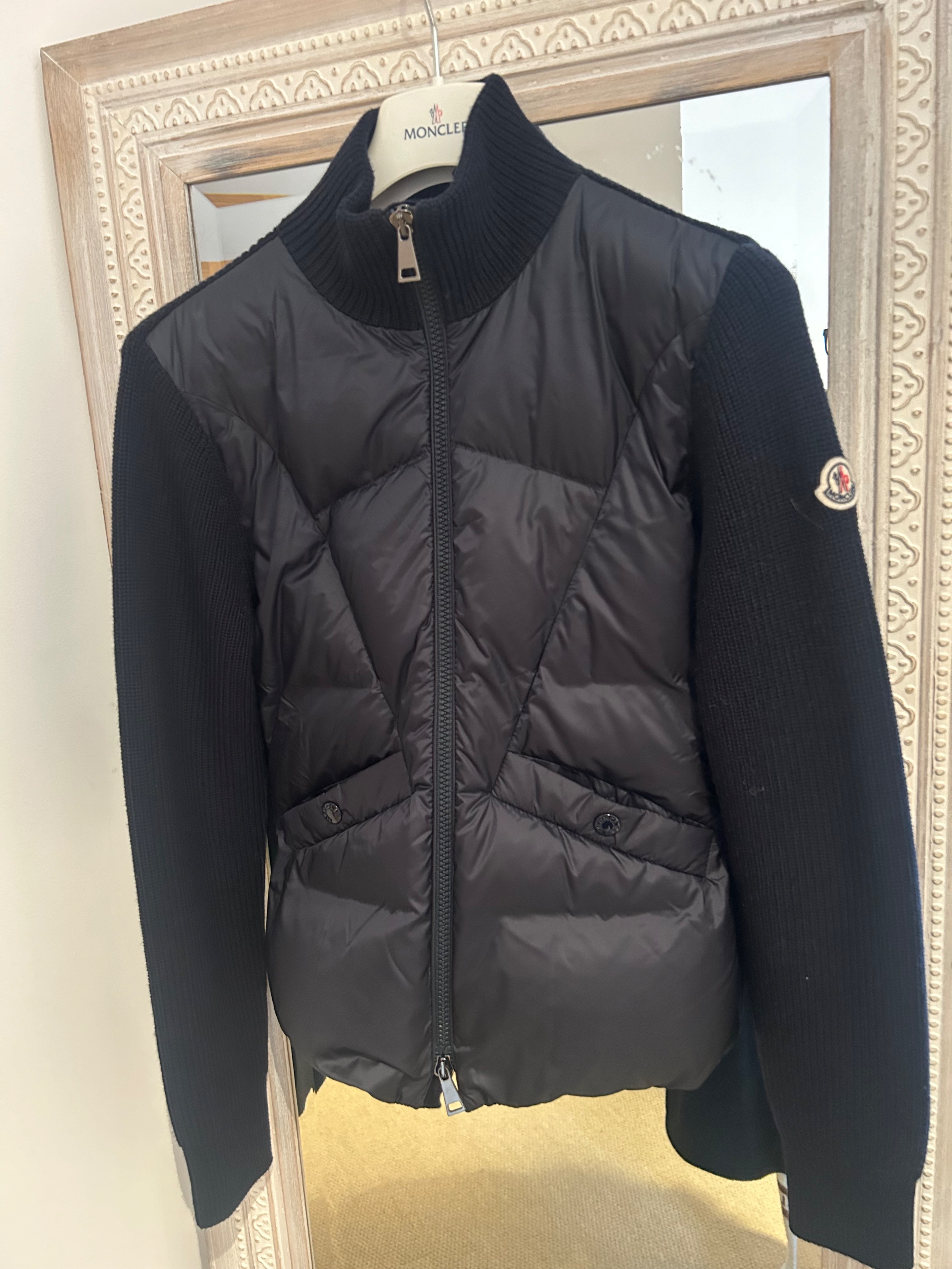 Moncler Junior Navy Padded Cardigan Size XS knit