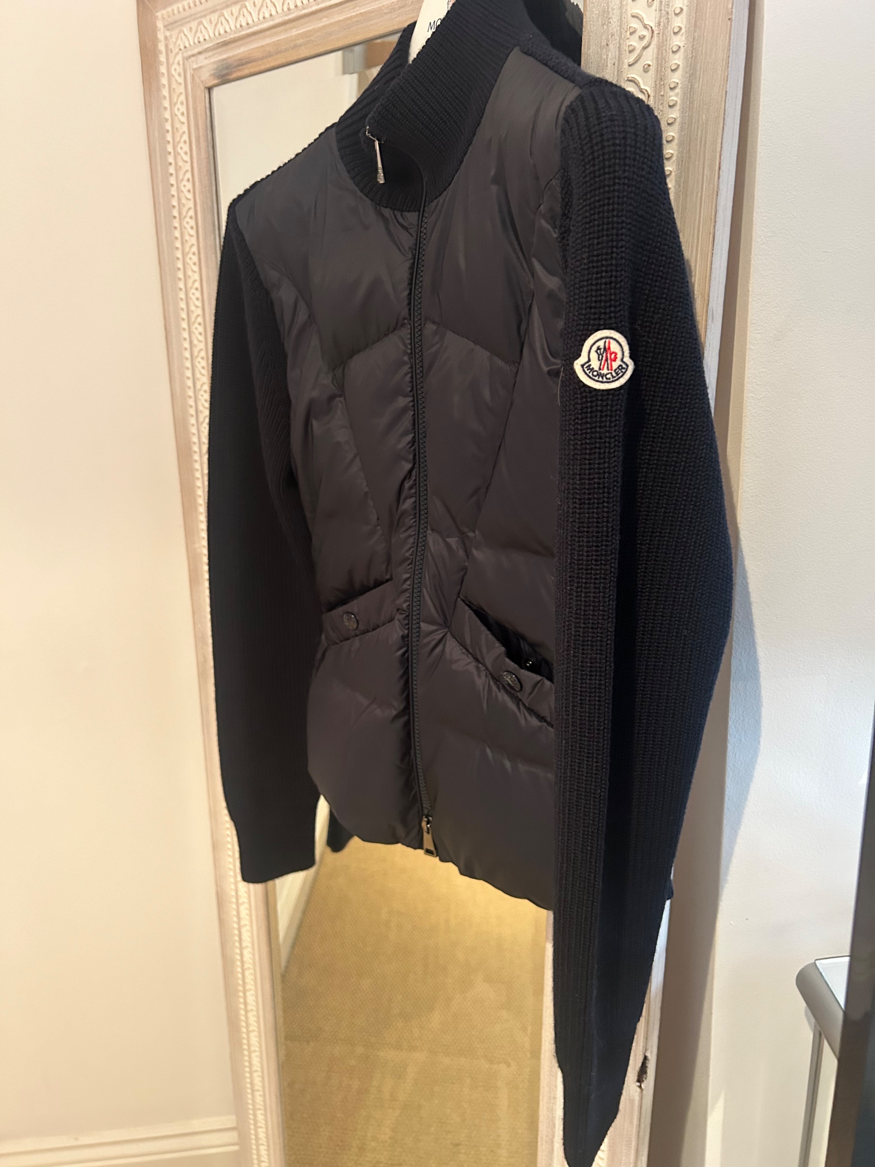 Moncler Junior Navy Padded Cardigan Size XS knit