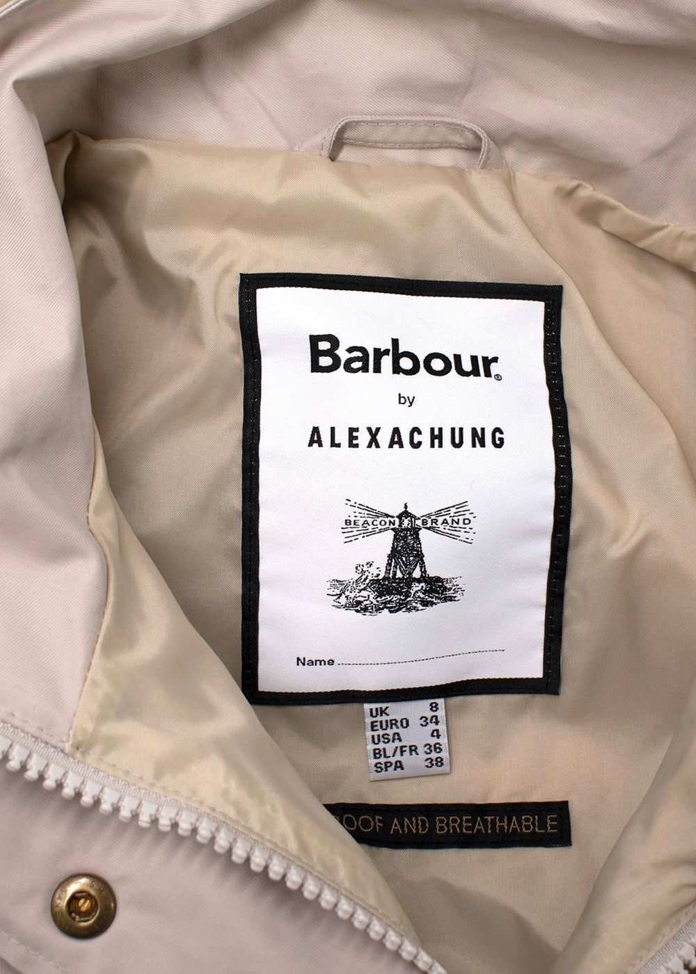 Preowned Barbour by Alexa Chung Beige Earnest Raincoat Size XS cotton