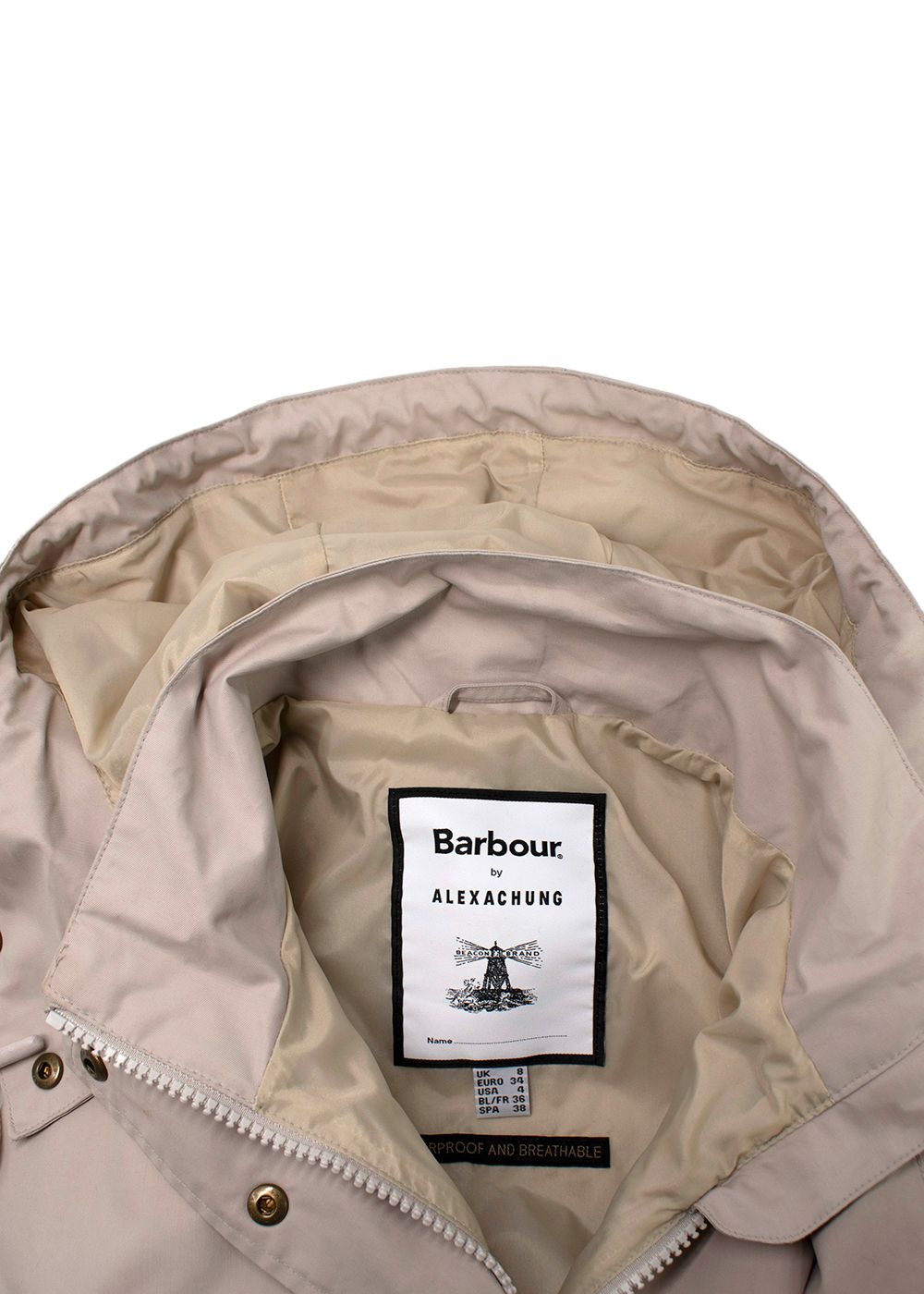 Preowned Barbour by Alexa Chung Beige Earnest Raincoat Size XS cotton