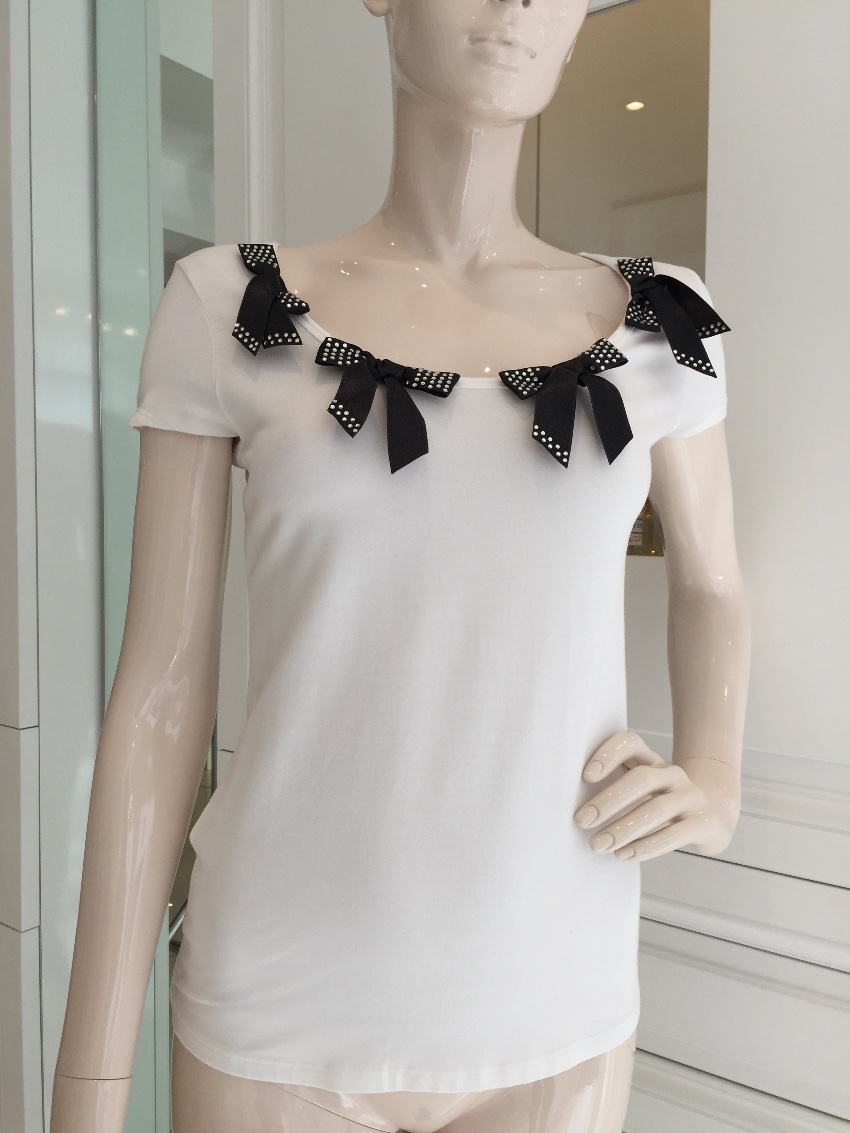 Blumarine Bow T shirt Size M White modal/elastane