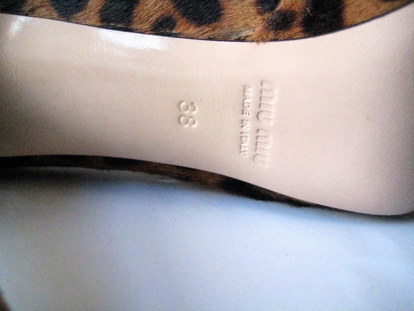 Preowned Miu Miu Leopard Print calfskin open toe pumps Size 38 Animal Print leather