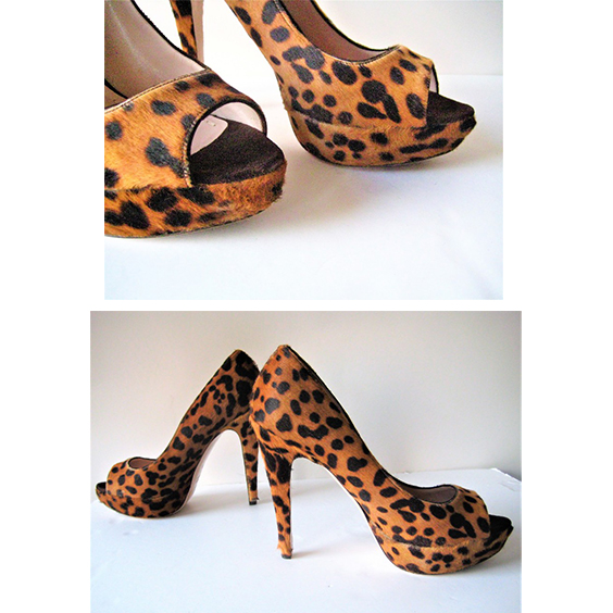 Preowned Miu Miu Leopard Print calfskin open toe pumps Size 38 Animal Print leather