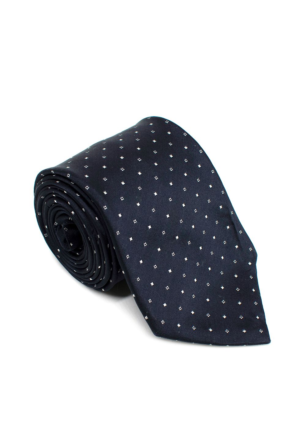 Men's Preowned Dior Black Polka-dot Tie Navy Blue silk