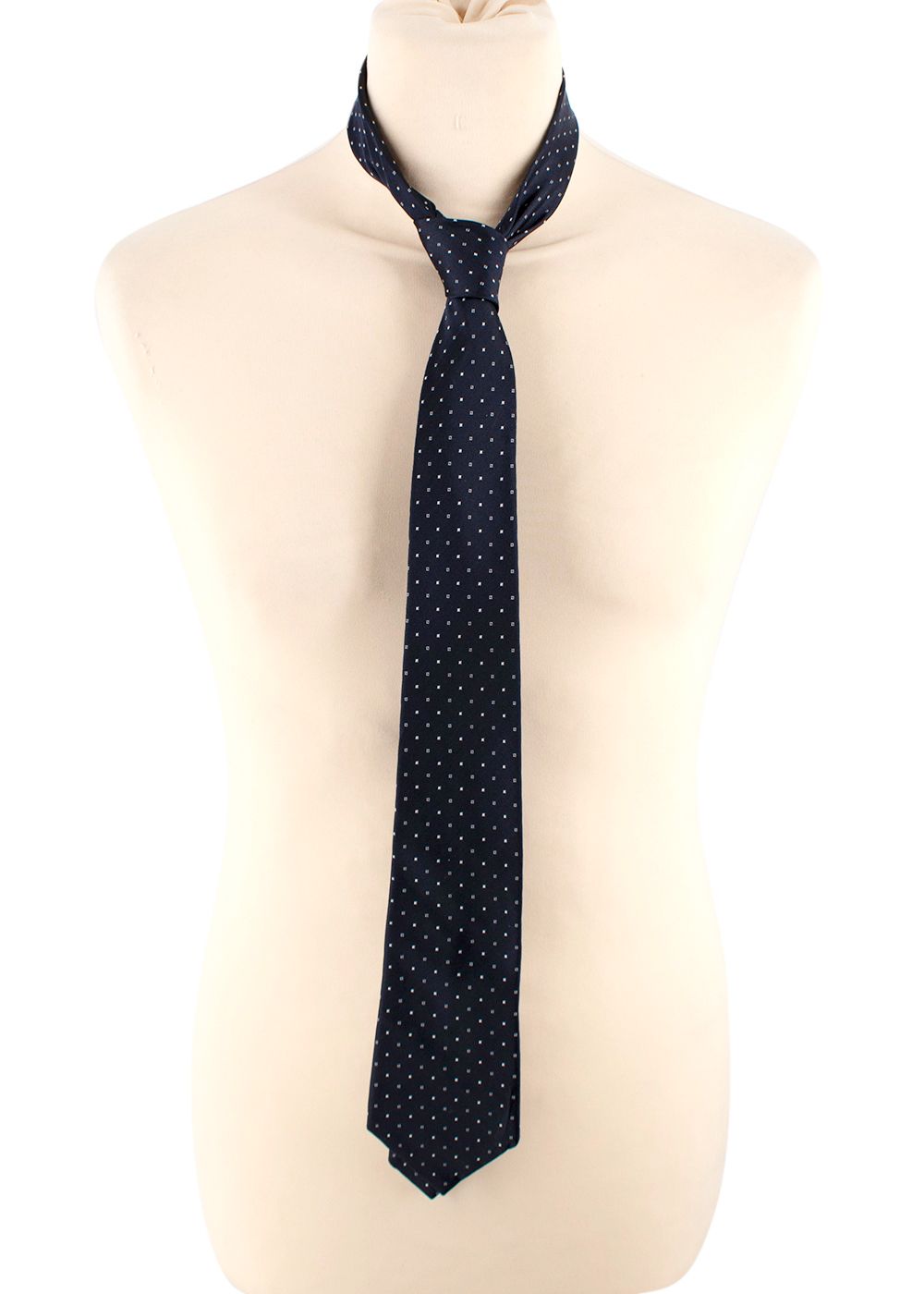 Men's Preowned Dior Black Polka-dot Tie Navy Blue silk