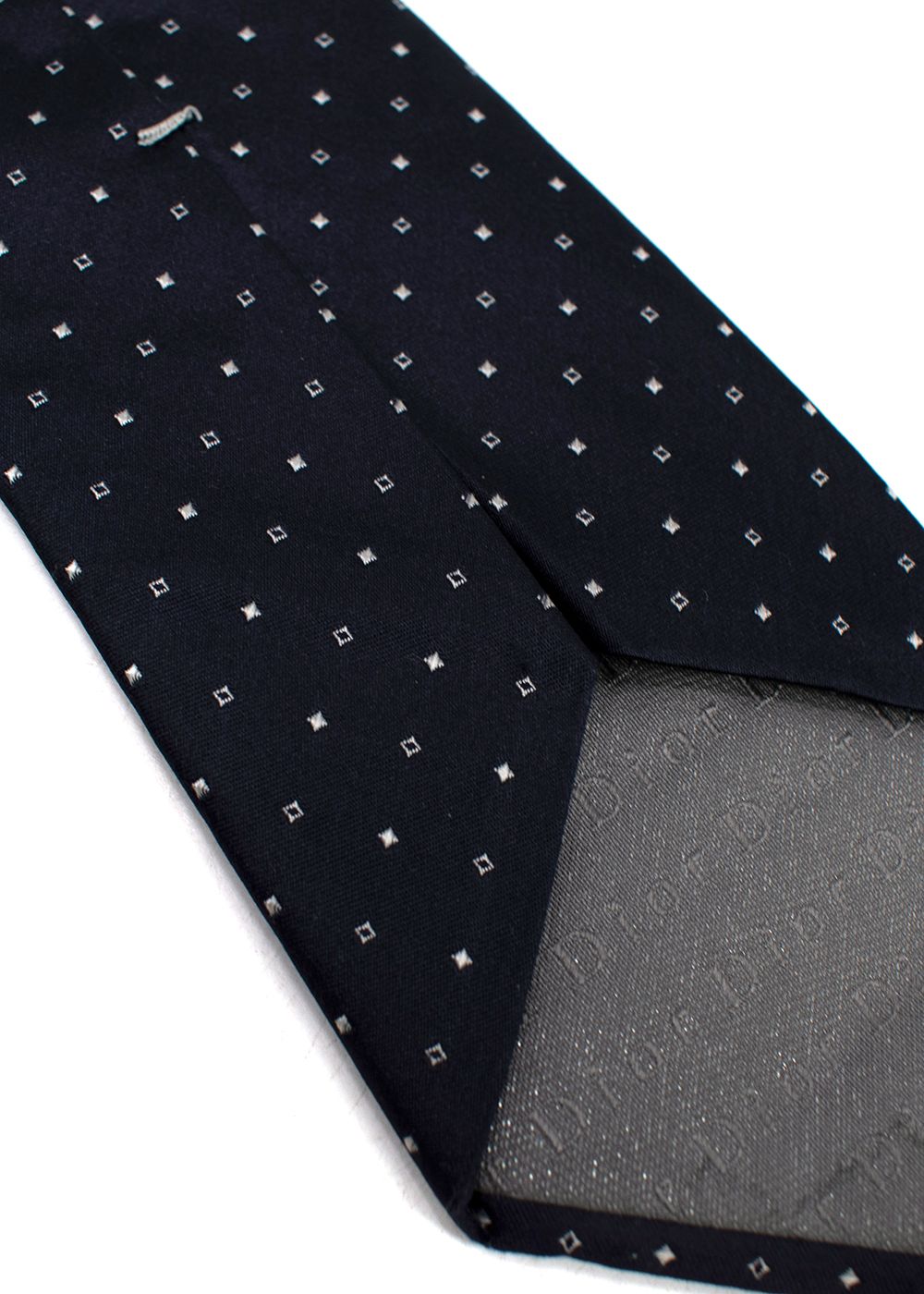 Men's Preowned Dior Black Polka-dot Tie Navy Blue silk