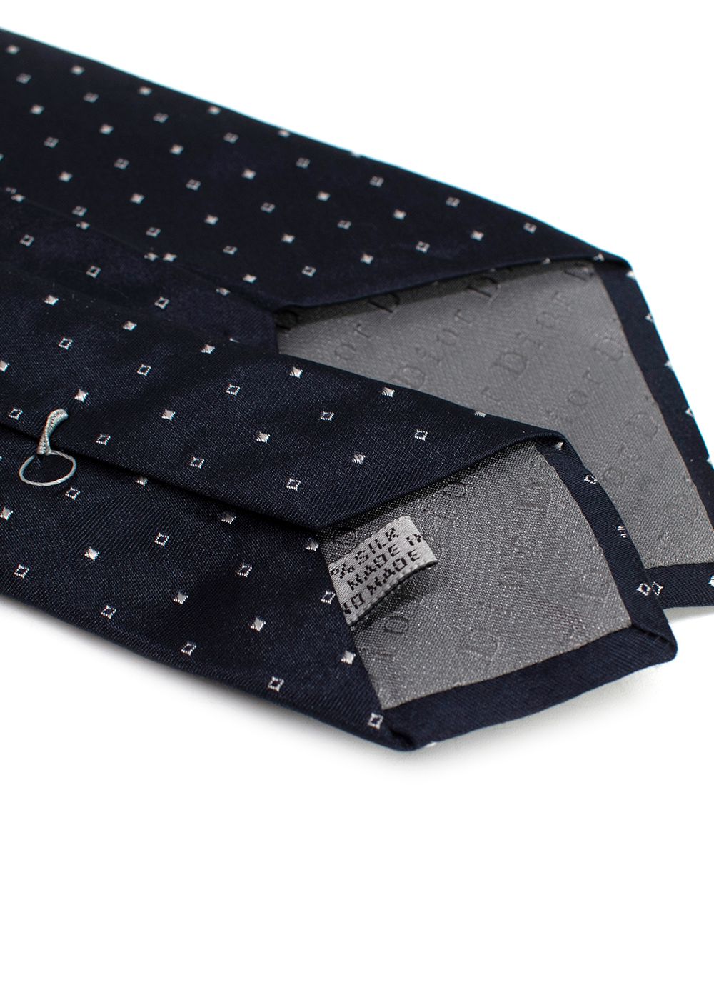 Men's Preowned Dior Black Polka-dot Tie Navy Blue silk