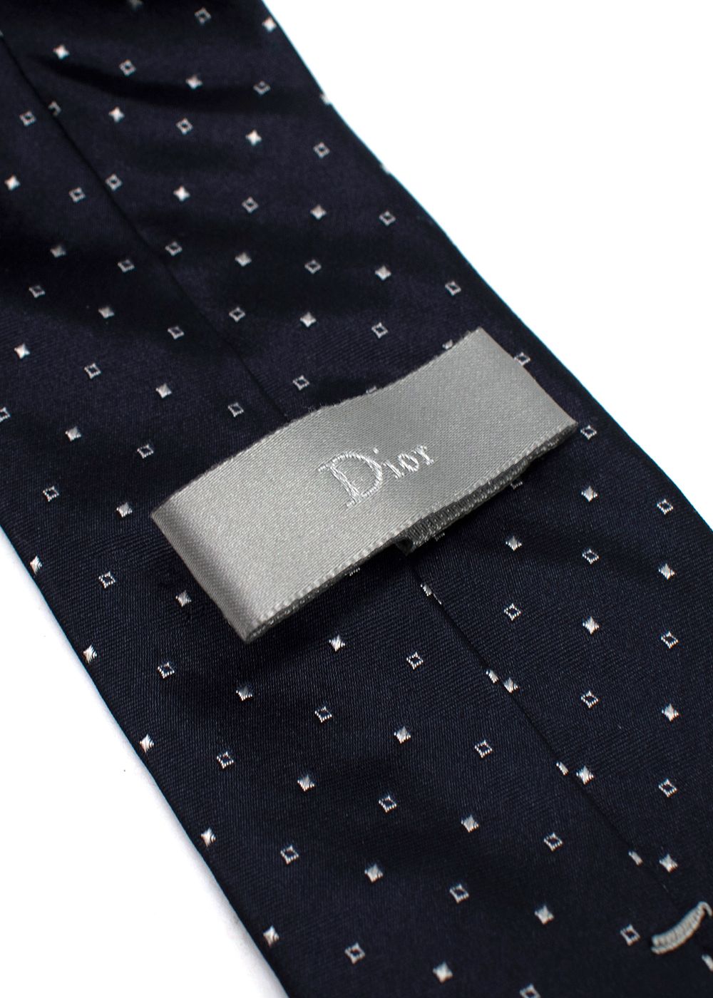 Men's Preowned Dior Black Polka-dot Tie Navy Blue silk