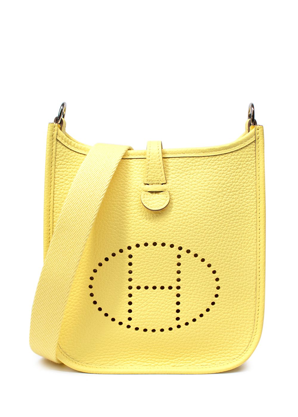 Hermes Mini Evelyn Limoncello with Palladium Hardware Yellow leather