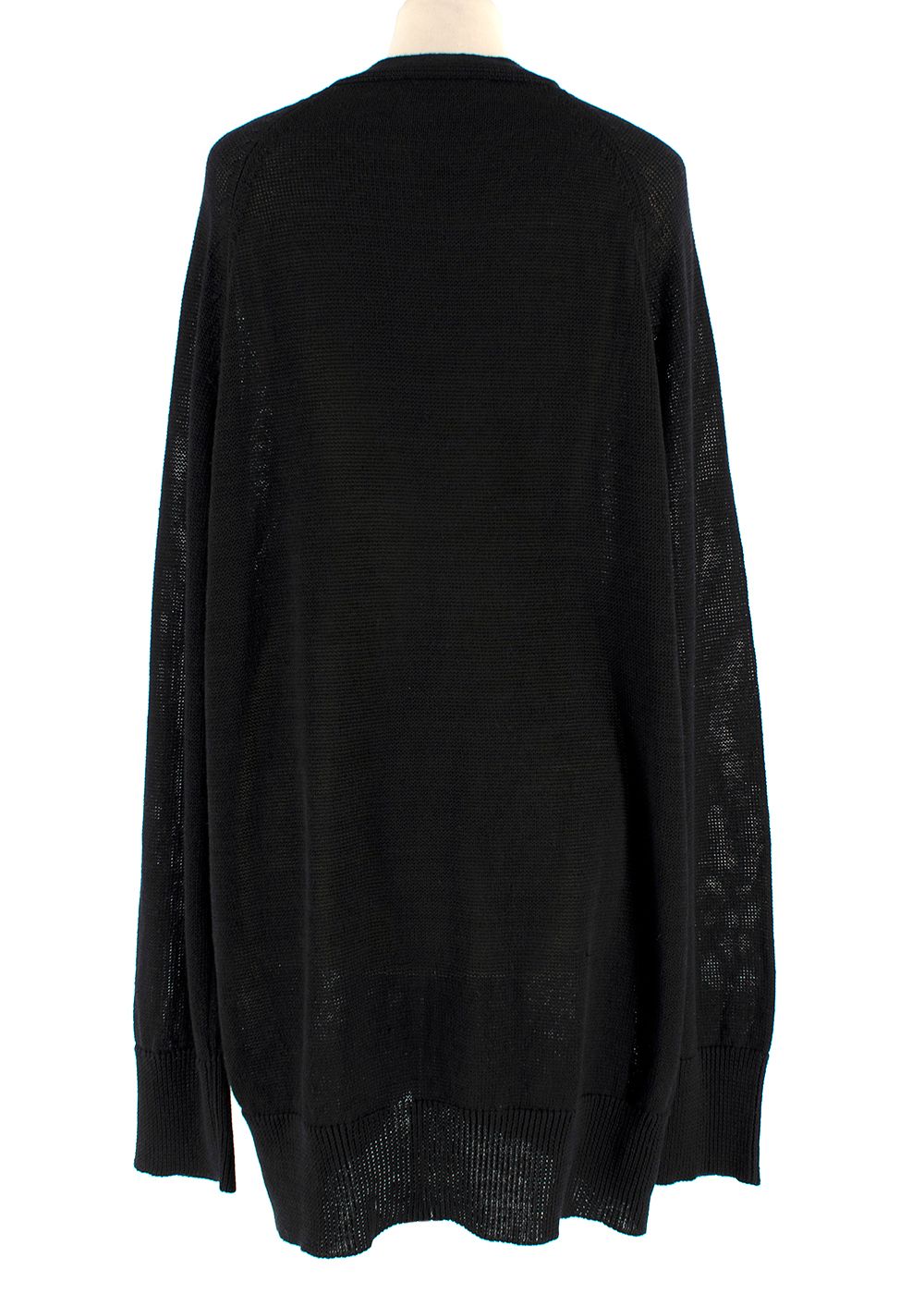 S MaxMara Black Fine-Knit Cardigan Size L linen