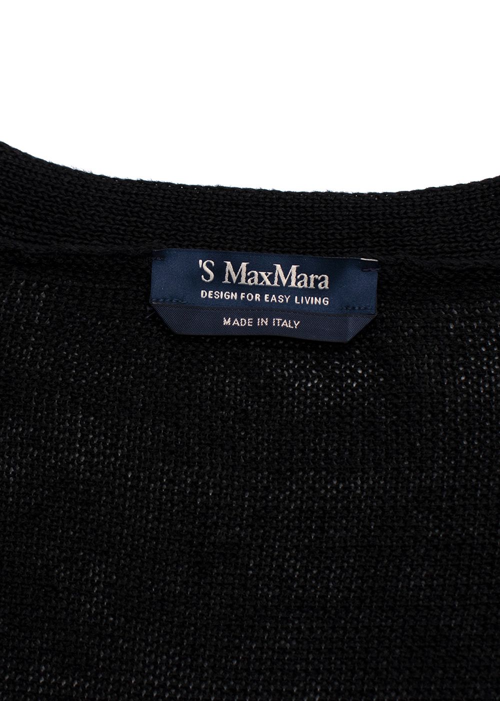 S MaxMara Black Fine-Knit Cardigan Size L linen