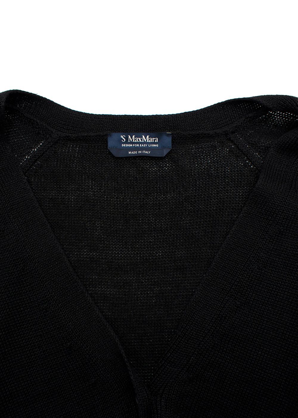 S MaxMara Black Fine-Knit Cardigan Size L linen