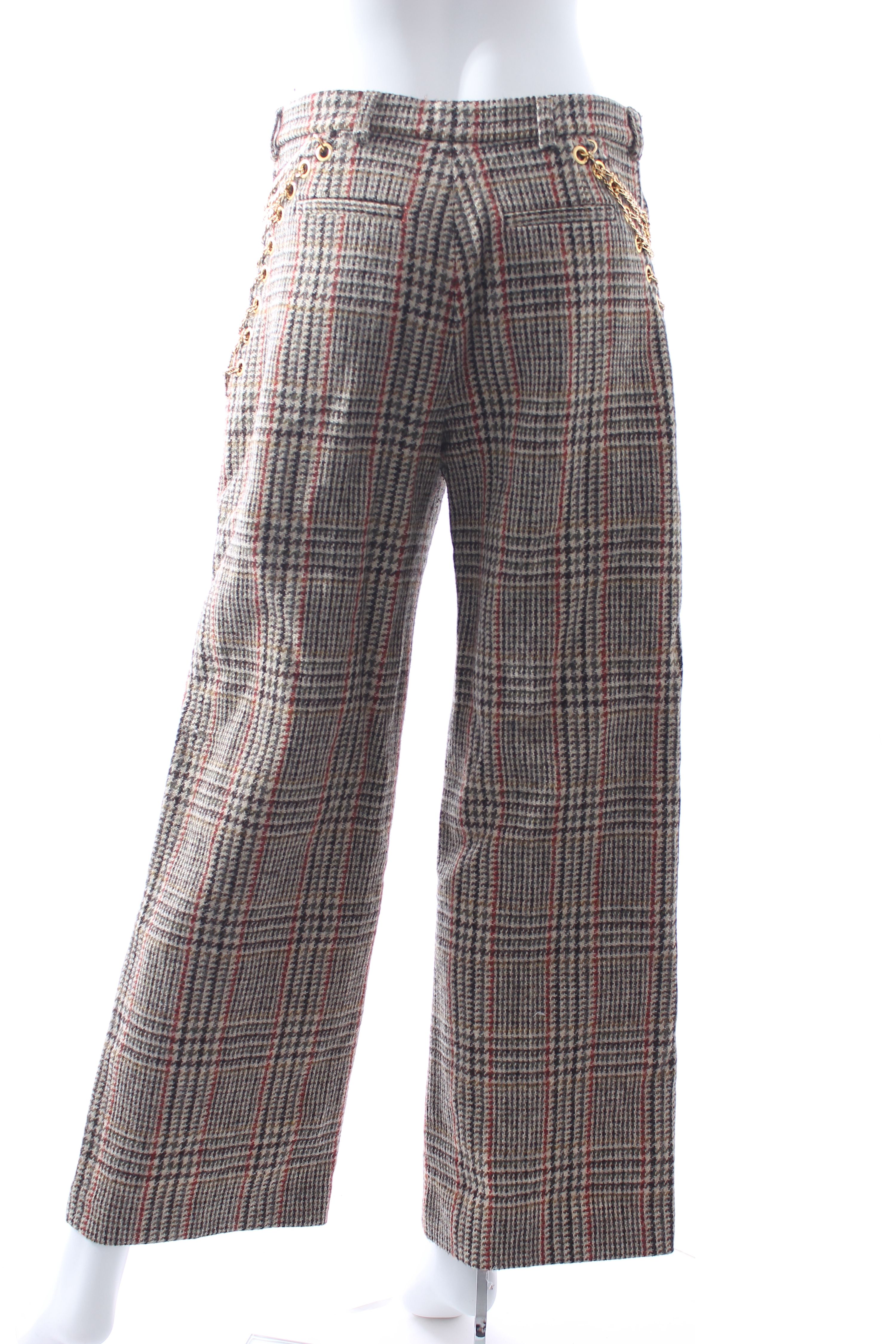 Preowned Y/Project Chain Embellished Prince of Wales Check Wool Trousers Size M Multi wool/acetate