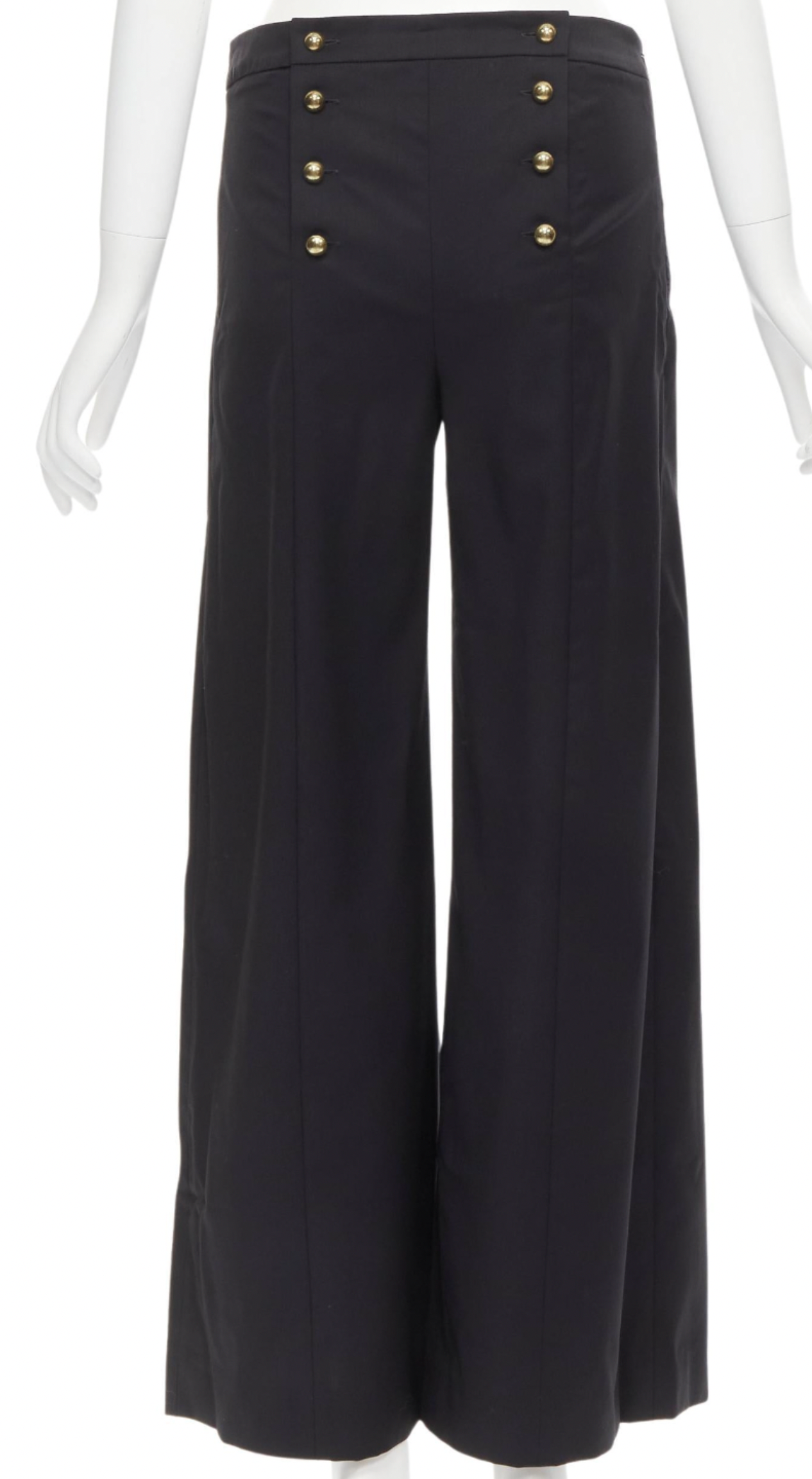 JW Anderson Black Button Back Wide Leg Trousers Size XS polyester