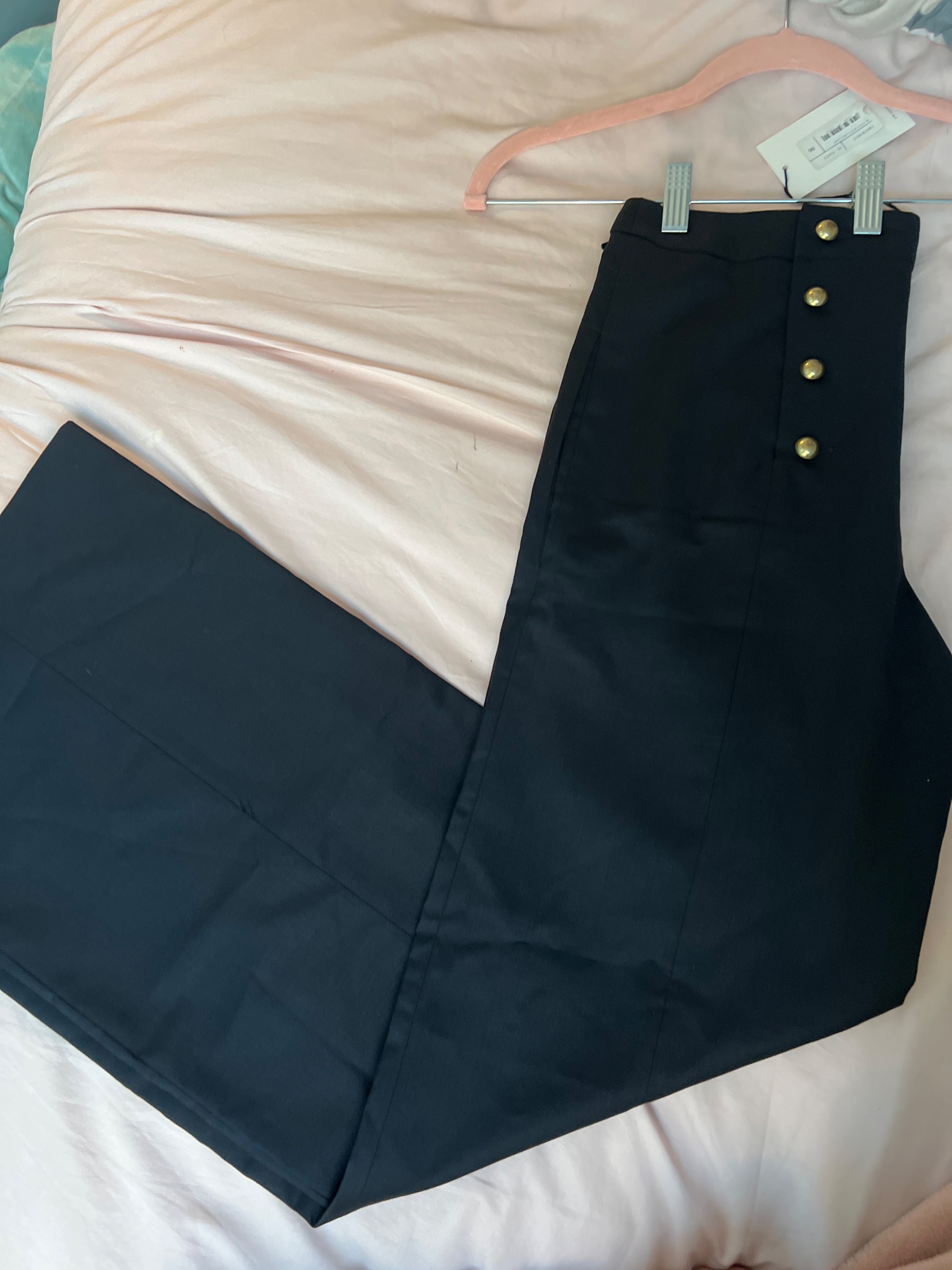 JW Anderson Black Button Back Wide Leg Trousers Size XS polyester