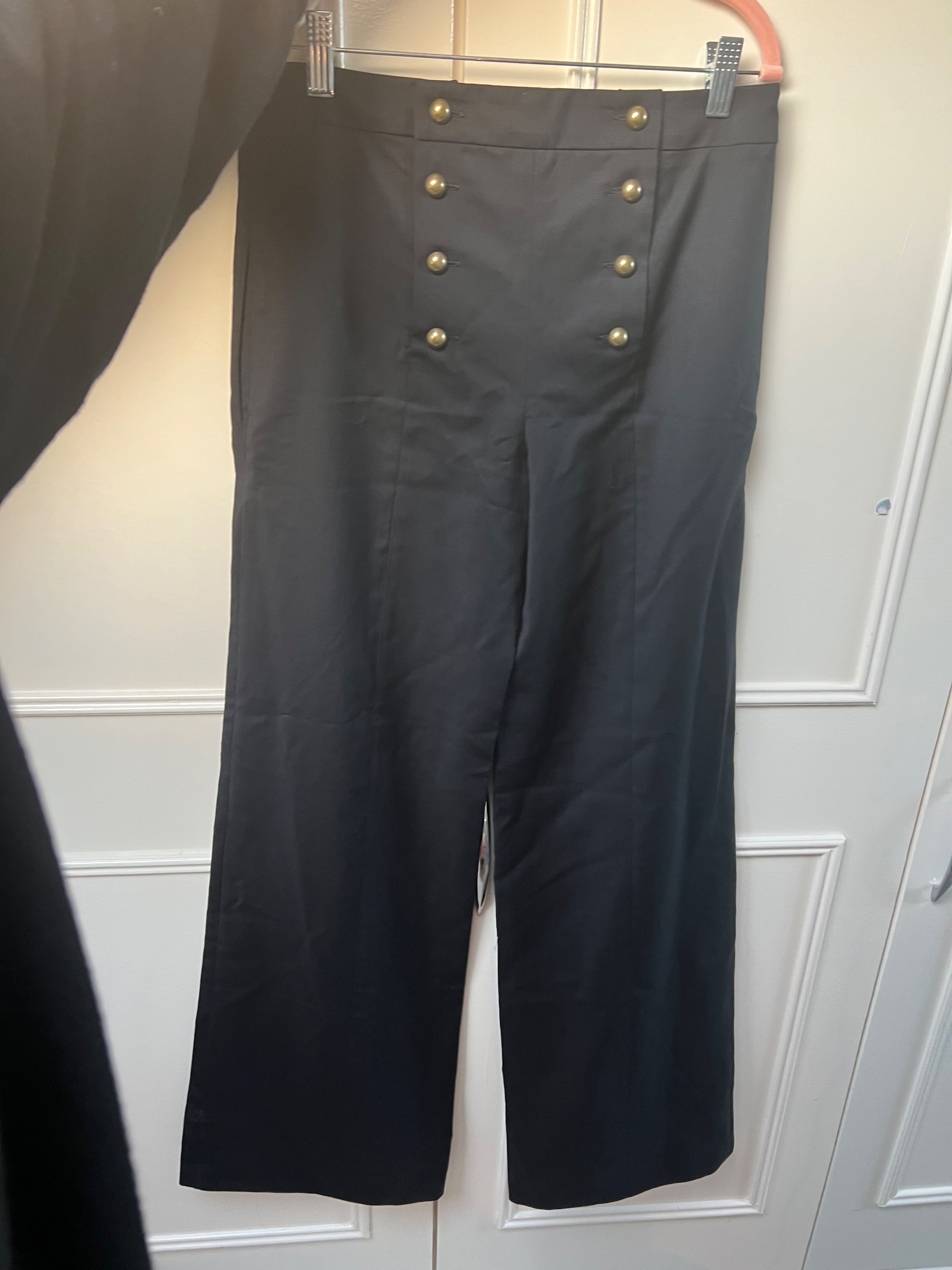 JW Anderson Black Button Back Wide Leg Trousers Size XS polyester